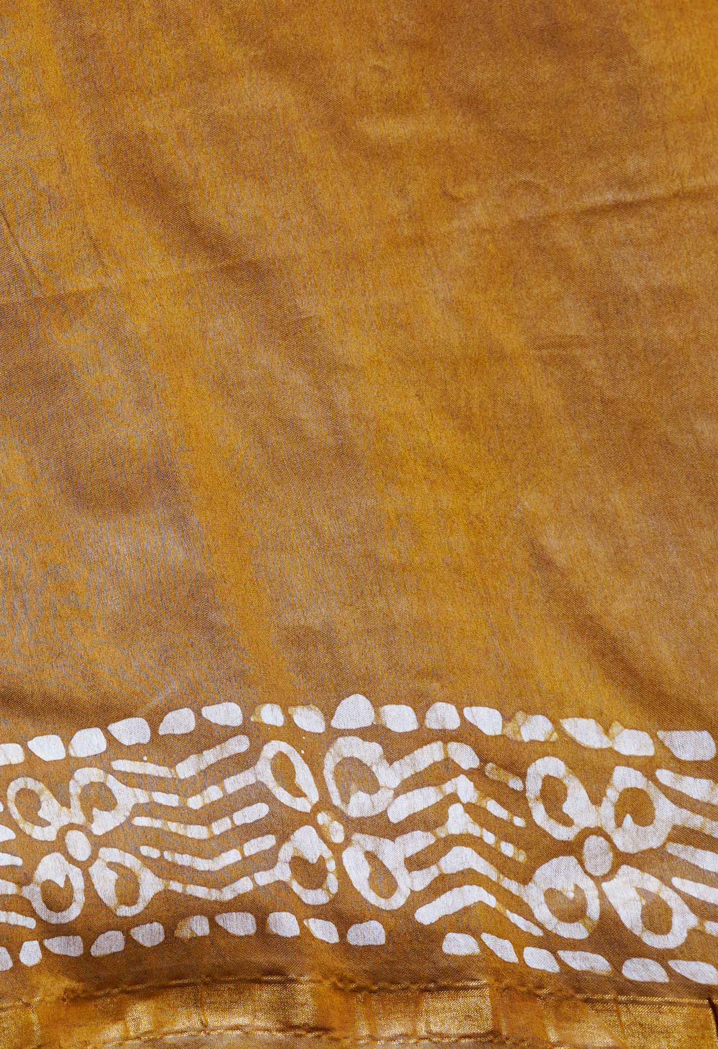 Maroon-Mehndi Green Pure  Batik Chanderi Silk Saree-UNM69100