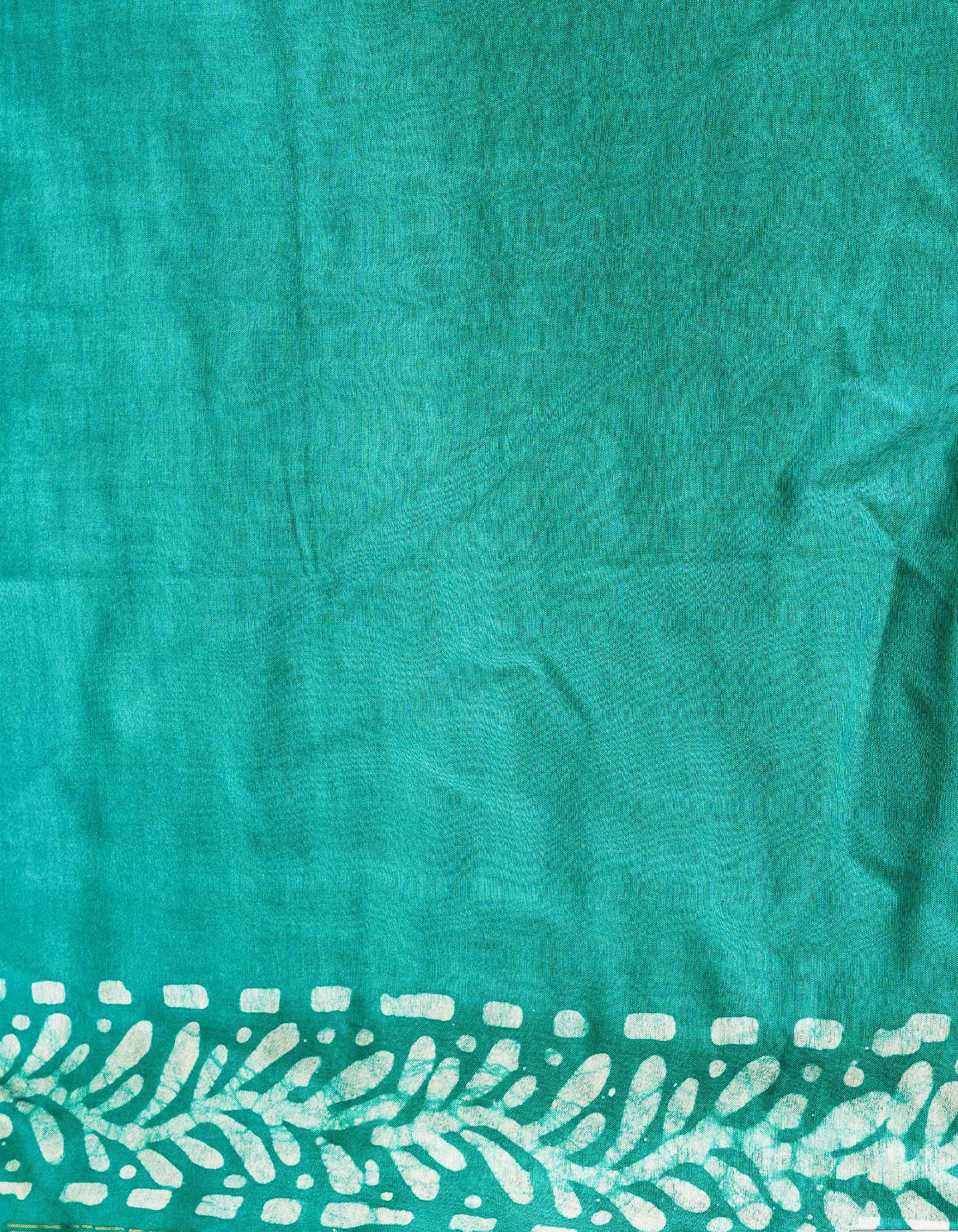 Navy Blue-Green Pure  Batik Chanderi Silk Saree-UNM69106