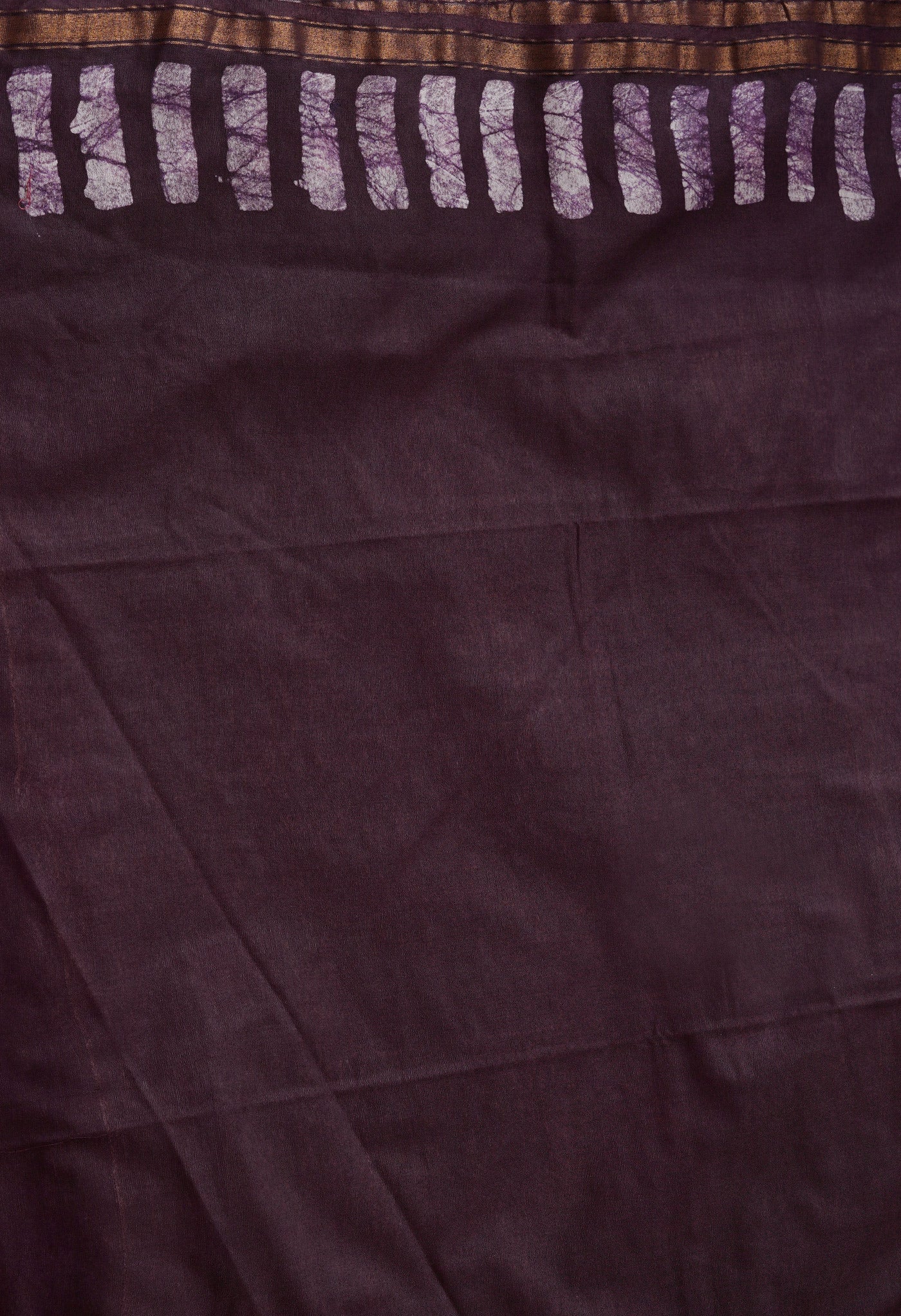 Cream-Black Pure  Batik Chanderi Silk Saree-UNM69124