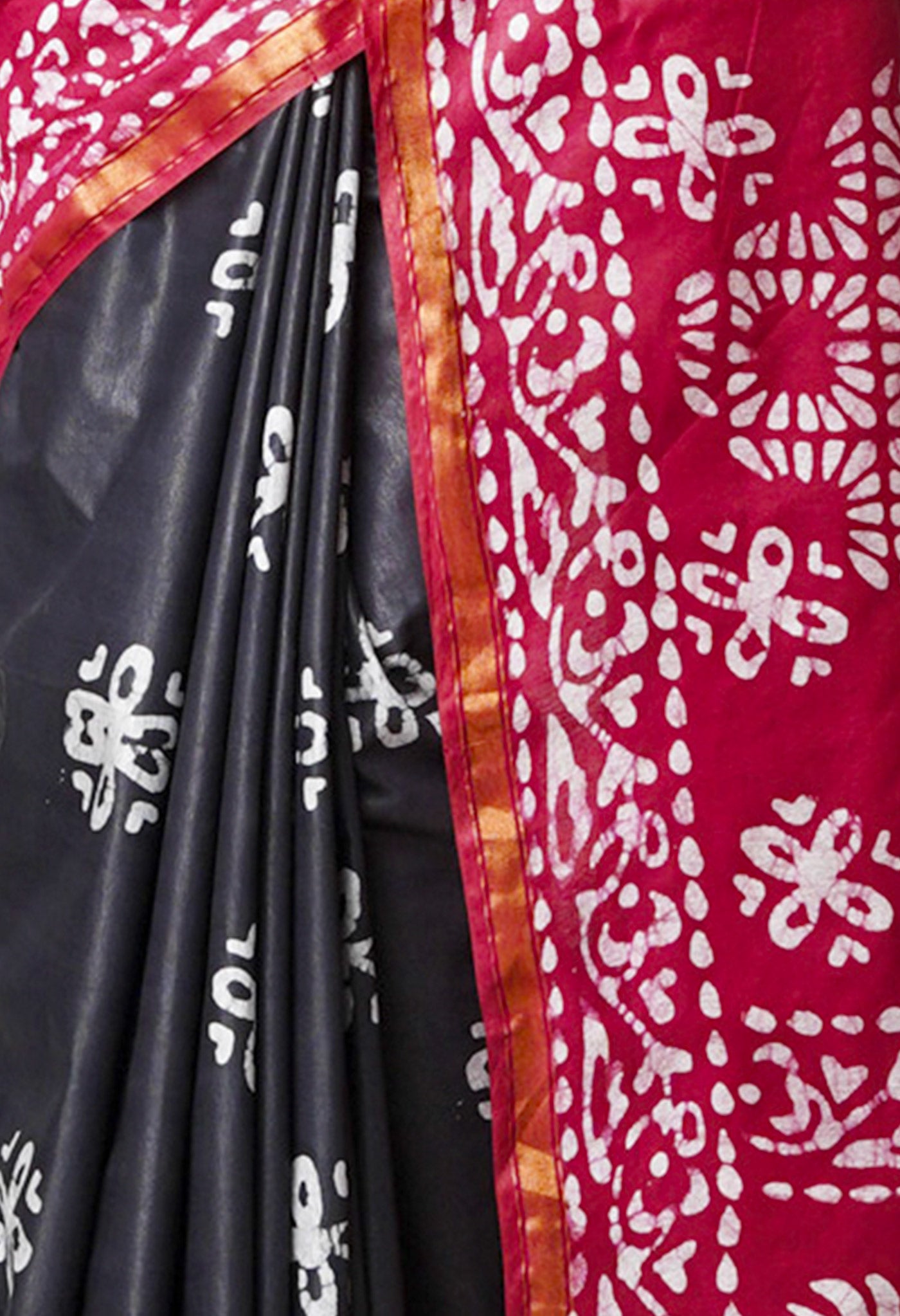 BlackMaroon Pure  Batik Chanderi Silk Saree-UNM69138
