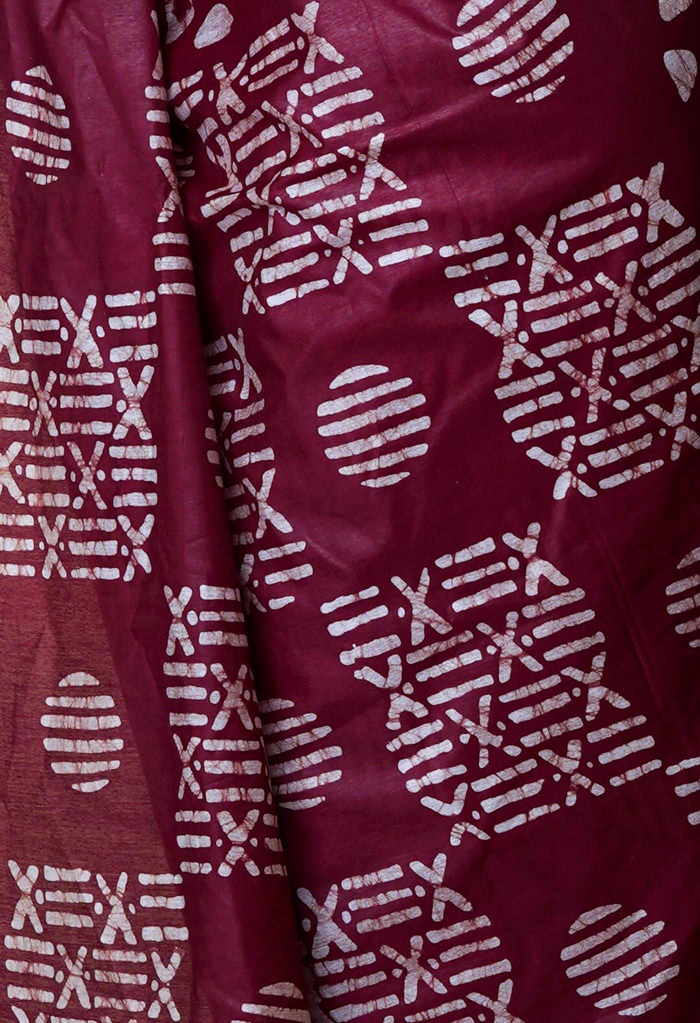 Maroon Pure  Batik Chanderi Silk Saree-UNM69139