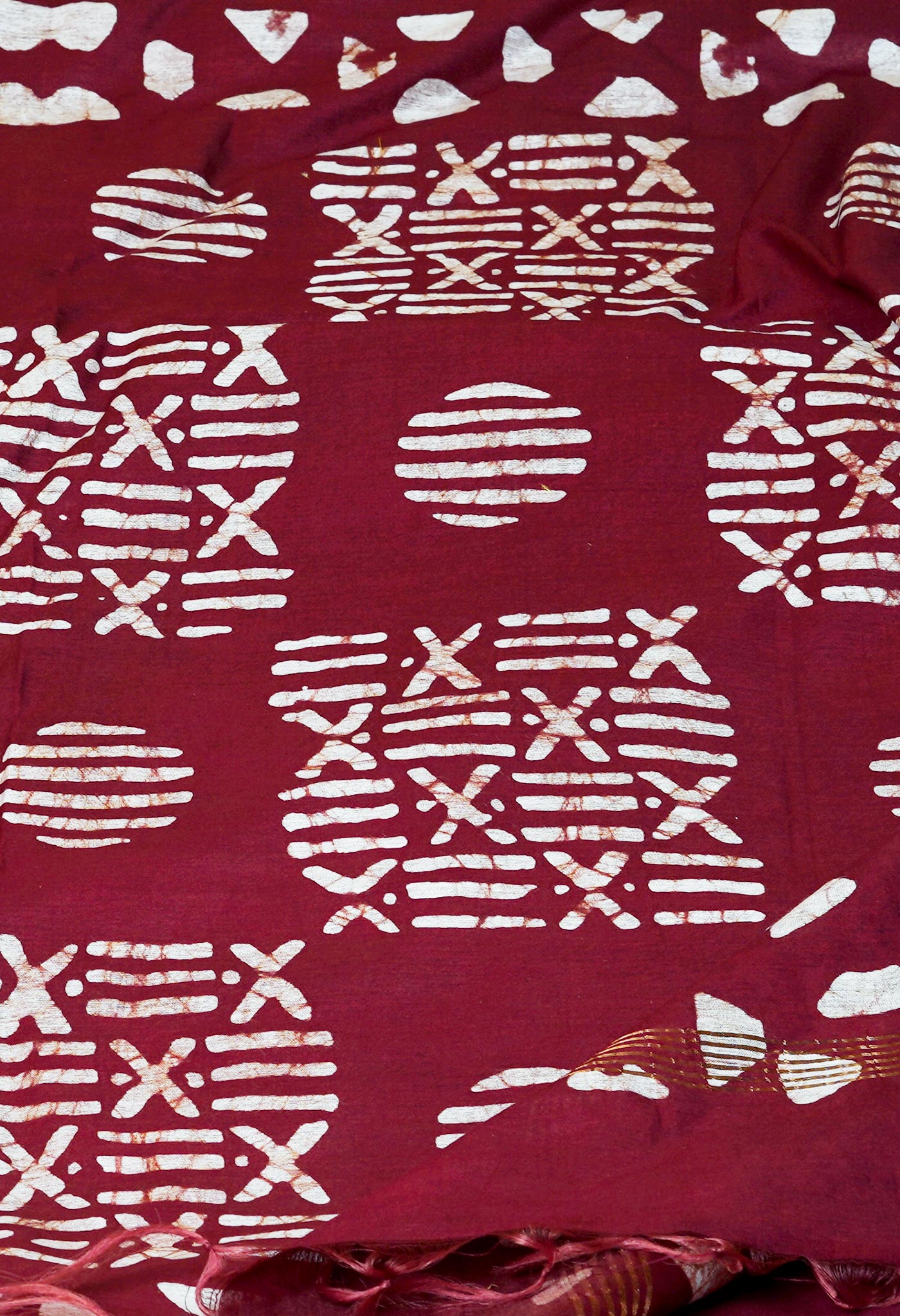 Maroon Pure  Batik Chanderi Silk Saree-UNM69139