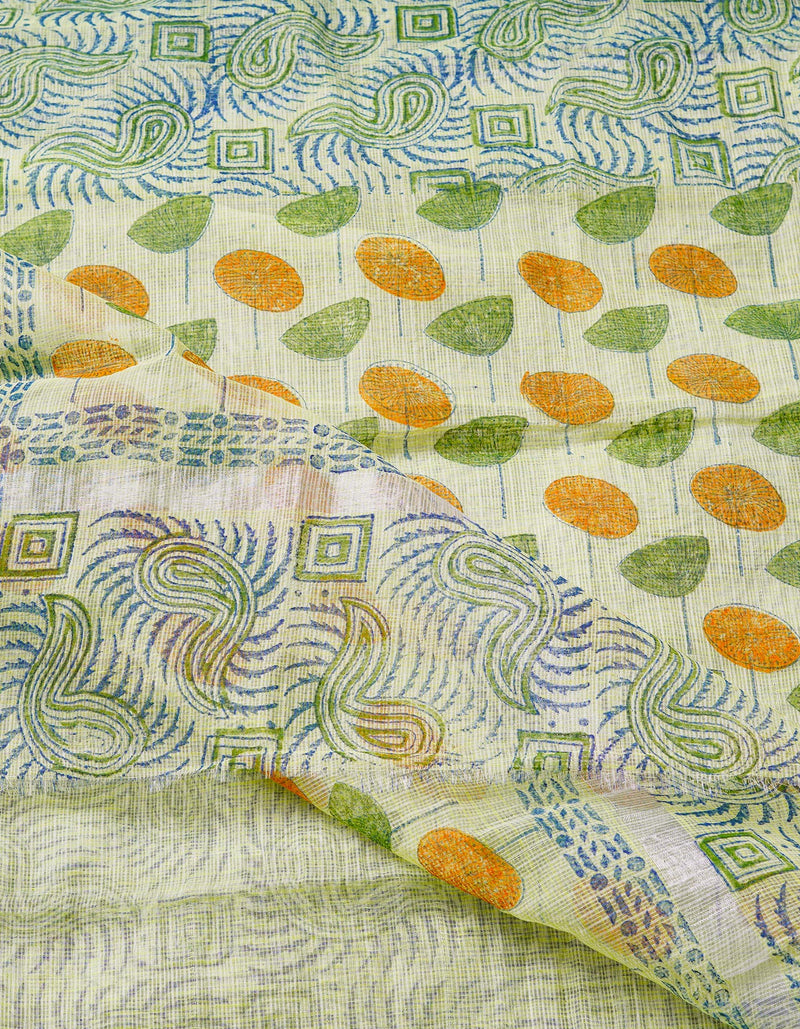 Light Green Pure  Block Printed Kota Cotton Saree-UNM69140