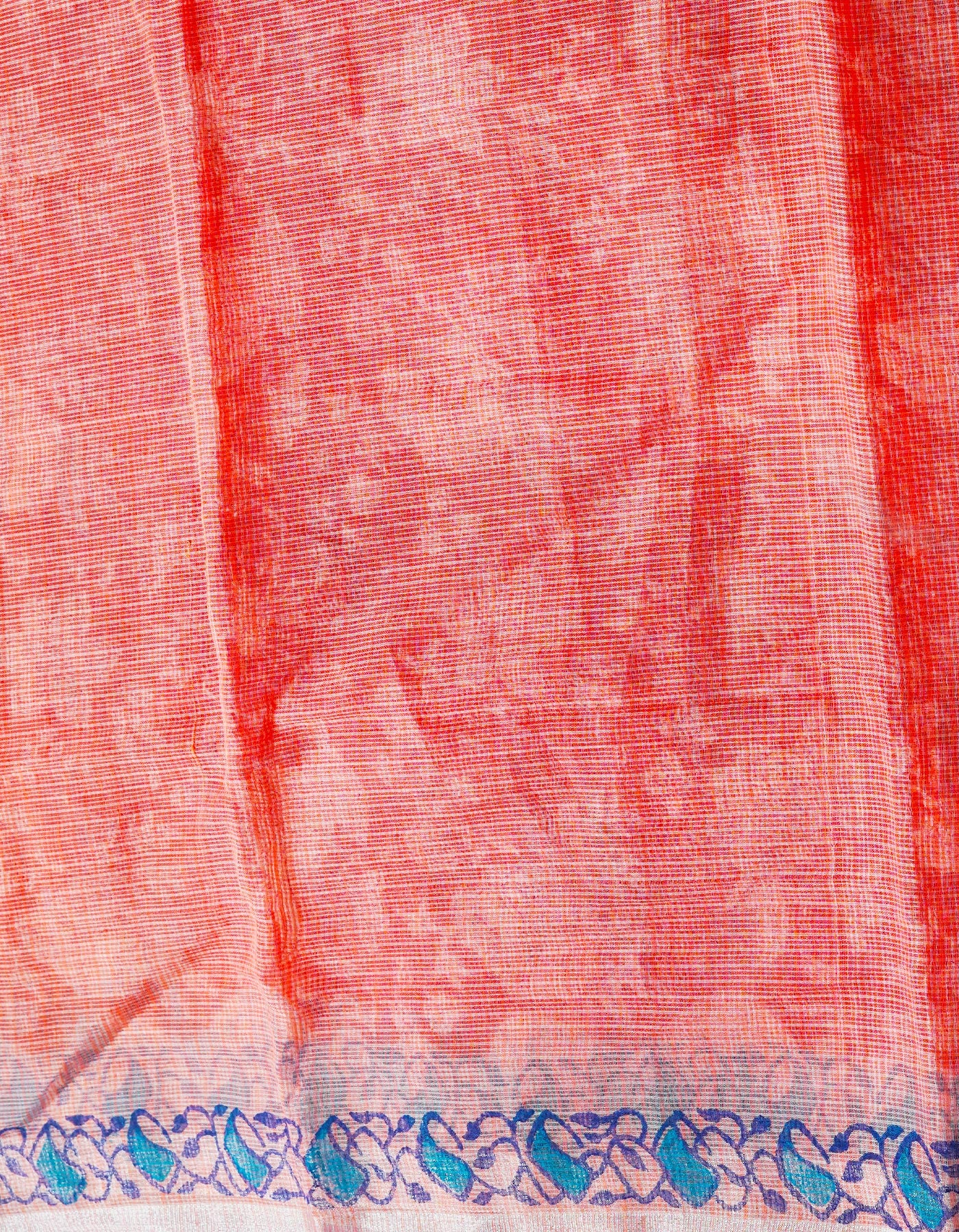 Orange Pure  Block Printed Kota Cotton Saree-UNM69150