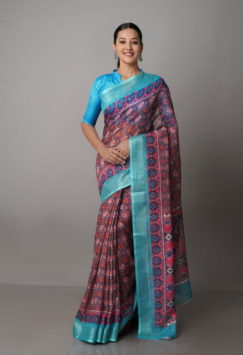 Purple  Digital Printed Linen Saree-UNM69179