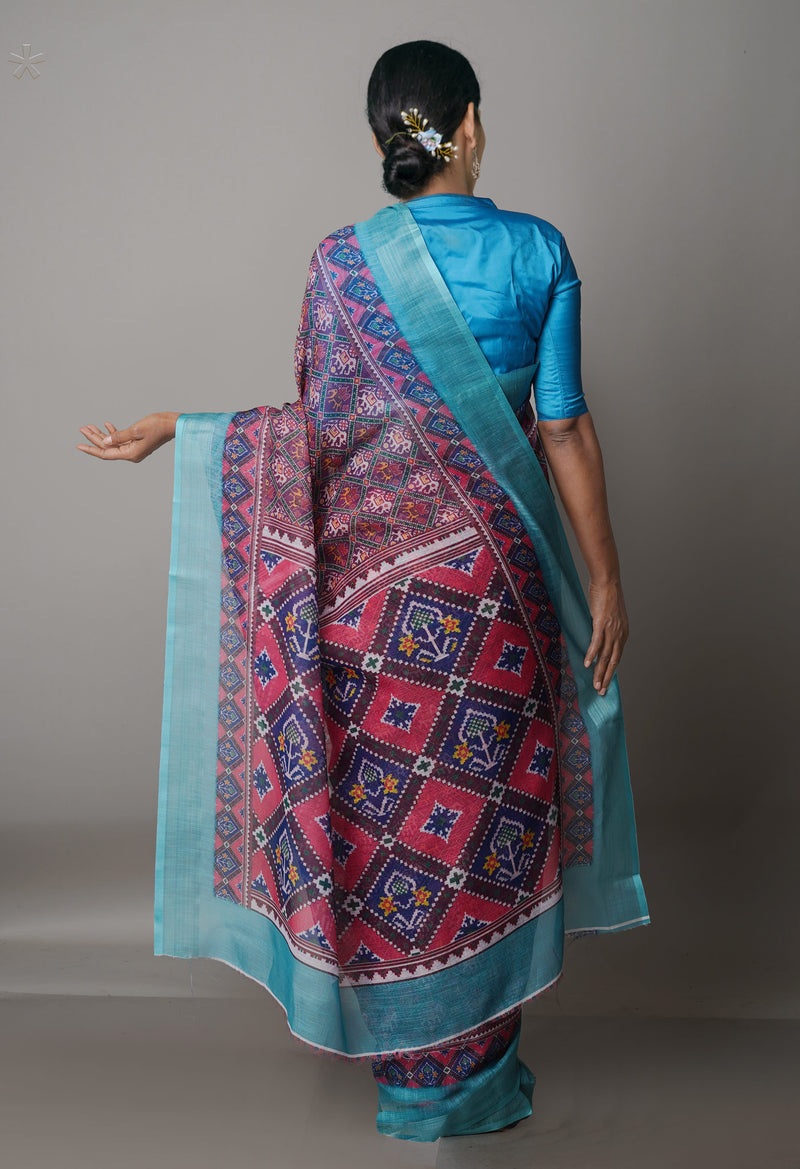 Purple  Digital Printed Linen Saree-UNM69179