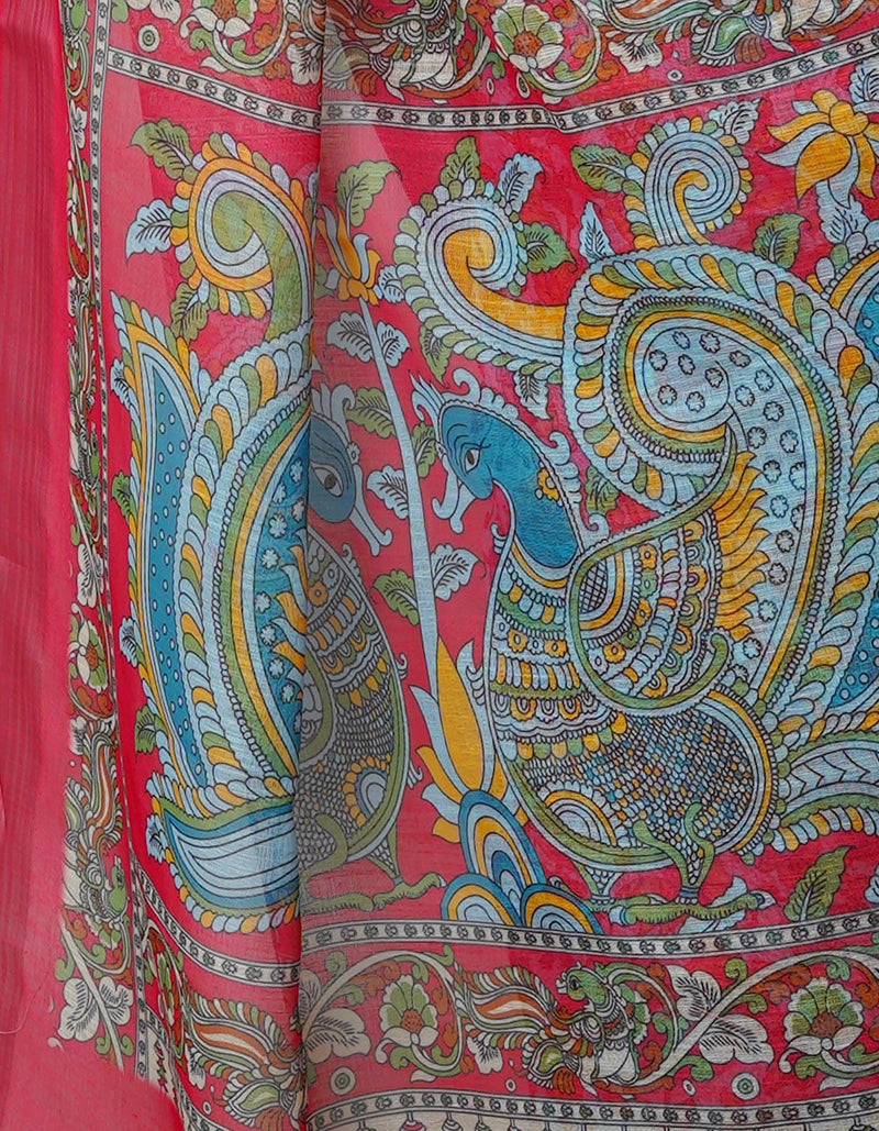 Sky Blue  Digital Printed Linen Saree-UNM69184
