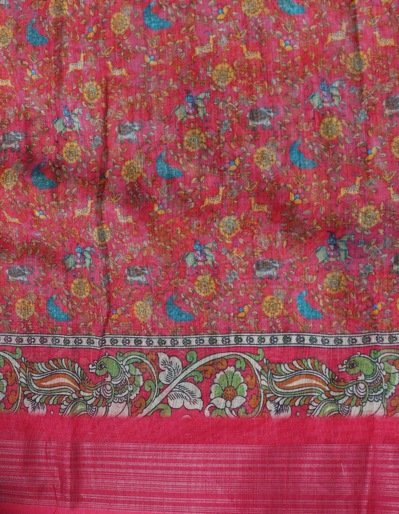 Sky Blue  Digital Printed Linen Saree-UNM69184