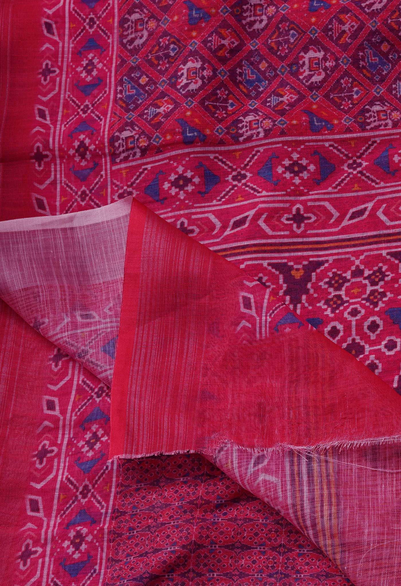 Pink Digital Printed Linen Saree