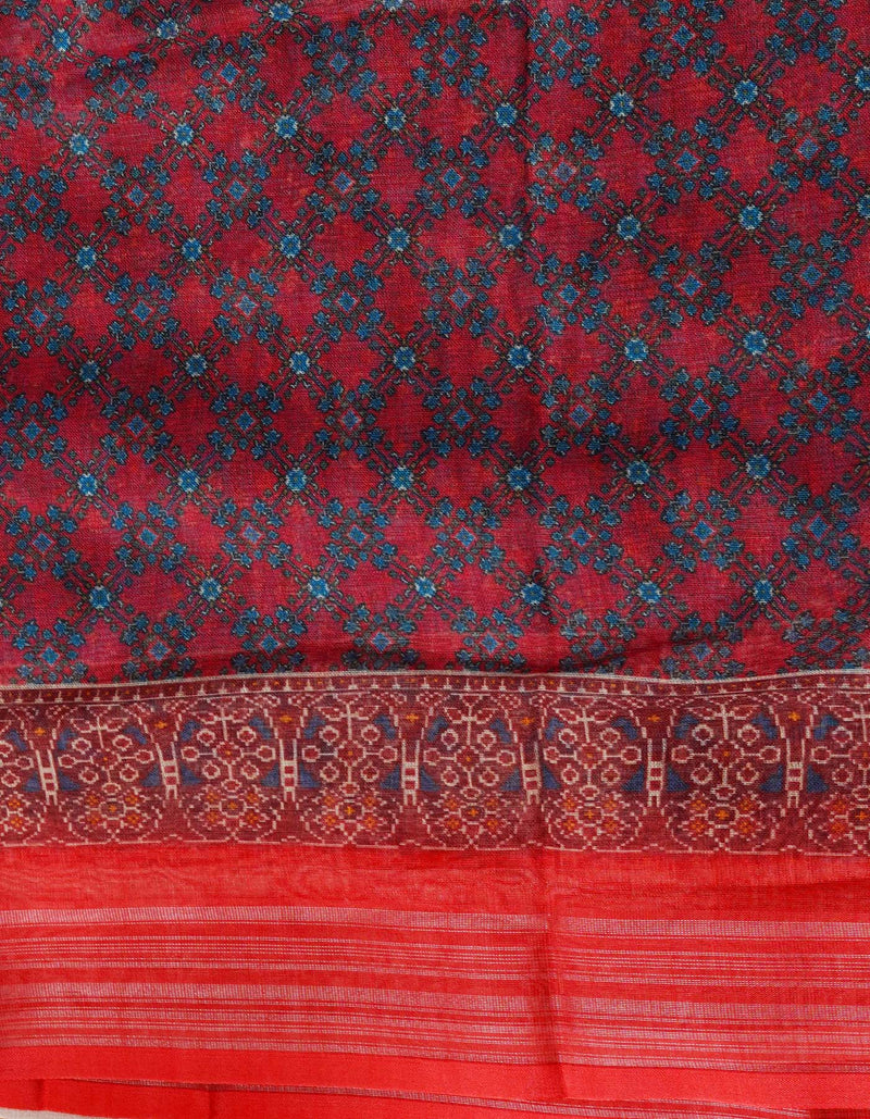 Blue  Digital Printed Linen Saree-UNM69190