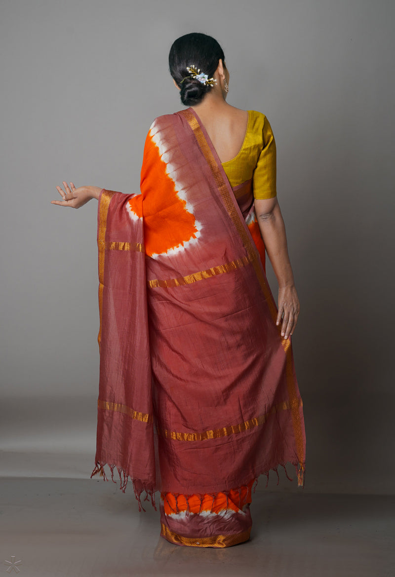 Orange  Mangalgiri Soft Silk Saree-UNM69218