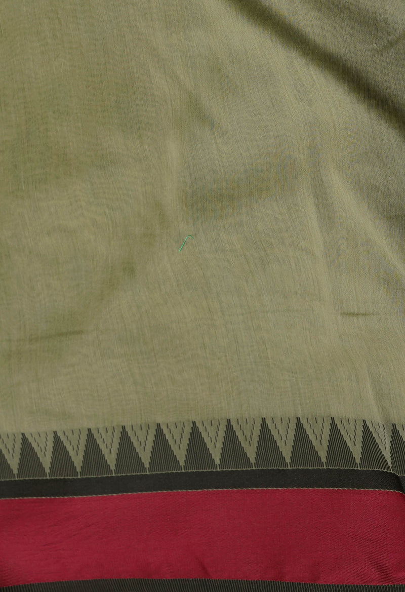 Green  Block Printed Chanderi Sico Saree-UNM69222