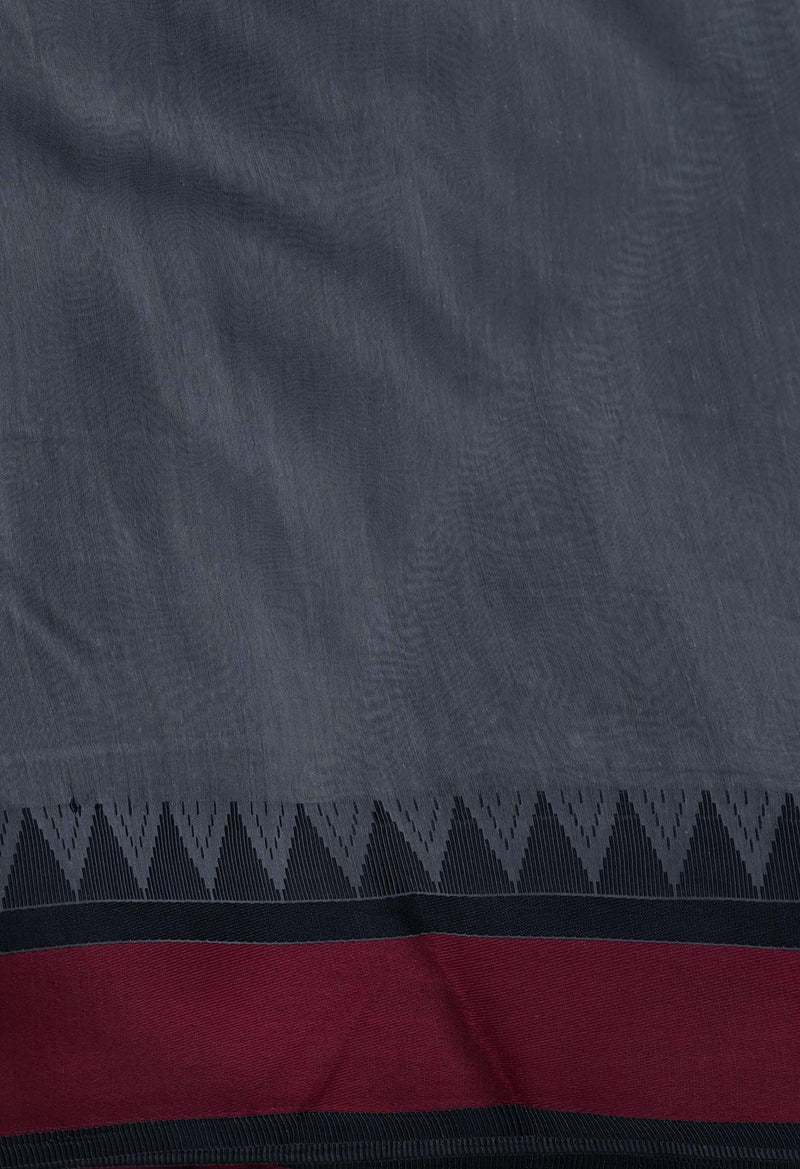 Grey  Block Printed Chanderi Sico Saree-UNM69231