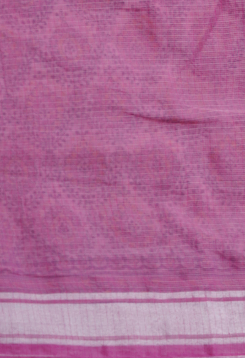 Pink Pure  Block Printed Kota Cotton Saree-UNM69240