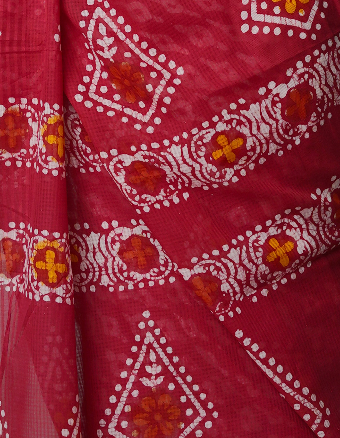 Red Pure  Batik Kota Cotton Saree-UNM69260