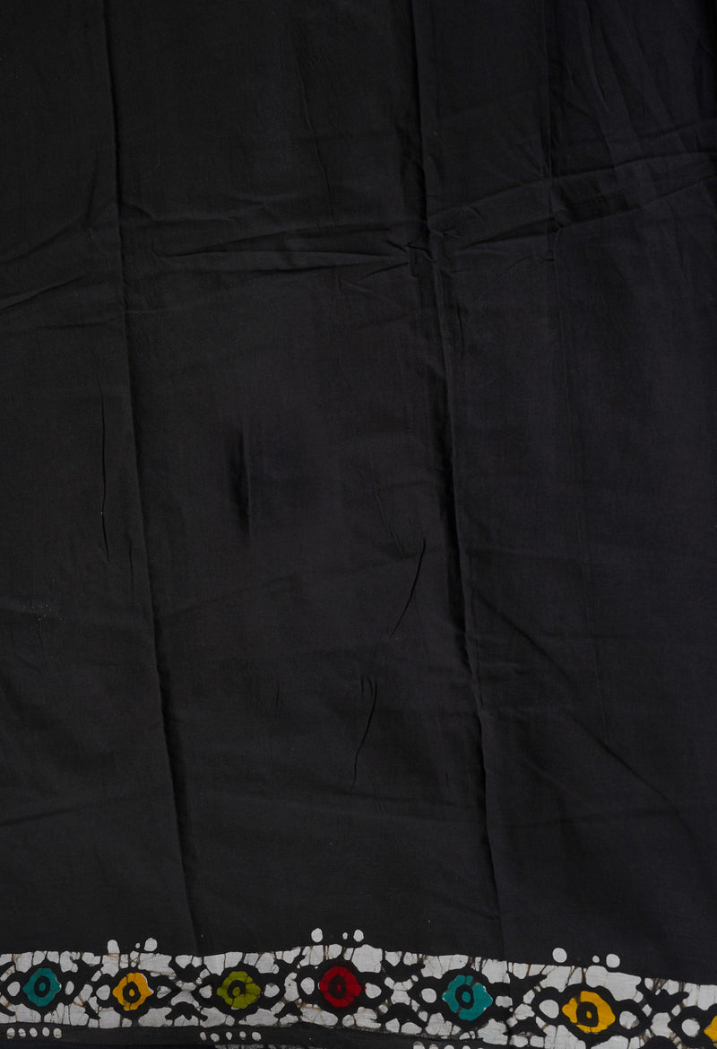 Black Pure  Batik Kota Cotton Saree-UNM69270