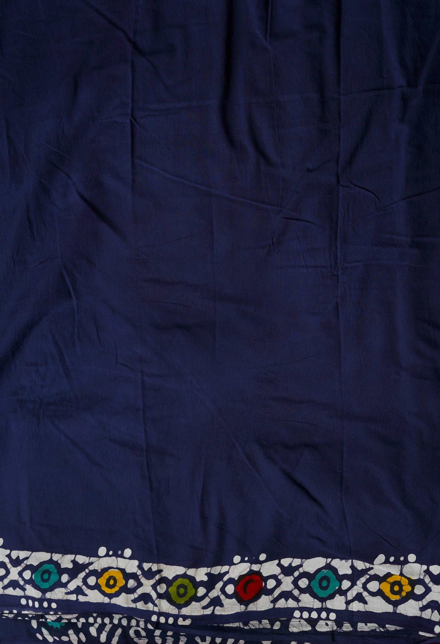 Navy Blue Pure  Batik Kota Cotton Saree-UNM69273