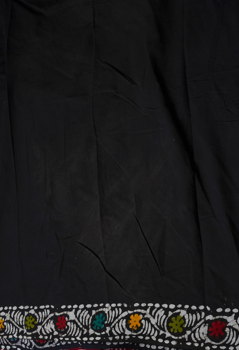 Black-White Pure  Batik Kota Cotton Saree-UNM69284