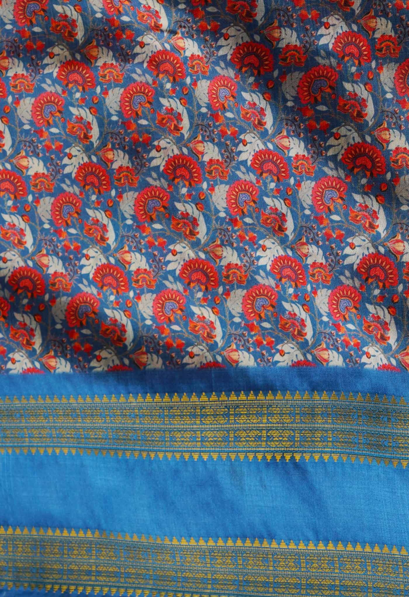 Ivory  Kalamkari Soft Silk Saree-UNM69292