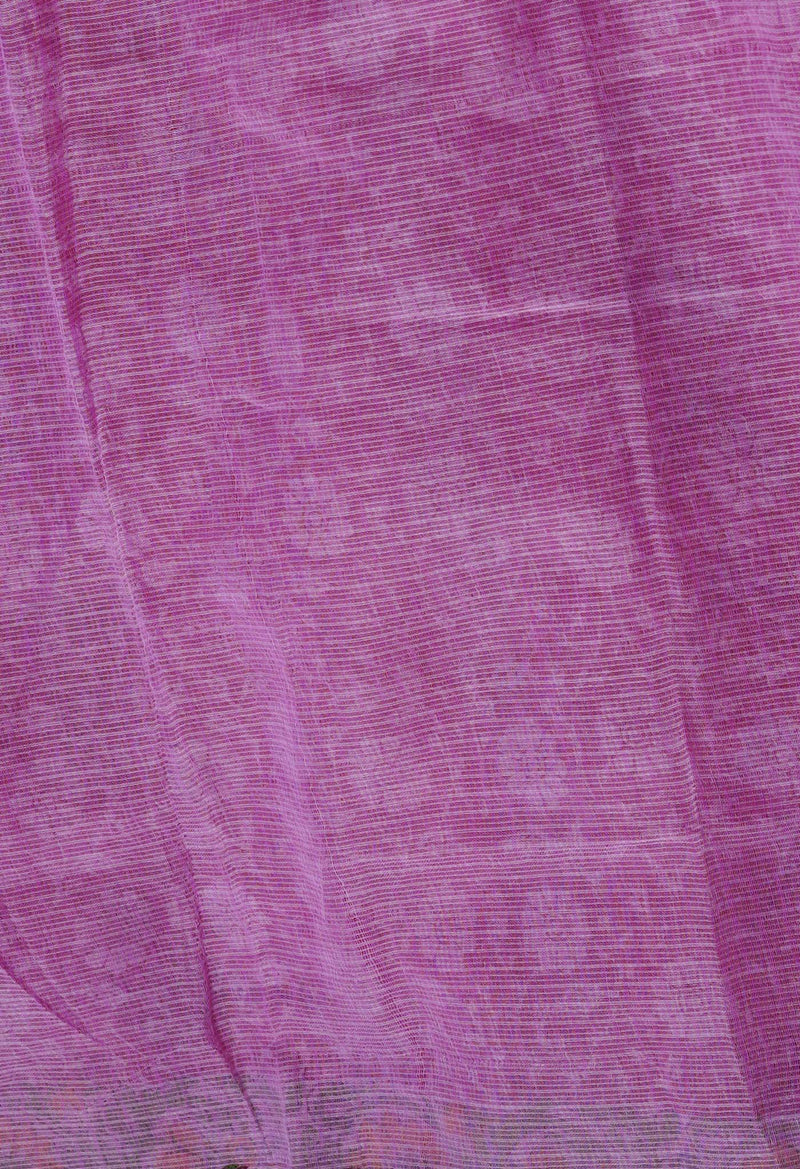 Pink Pure  Block Printed Kota Cotton Saree-UNM69321