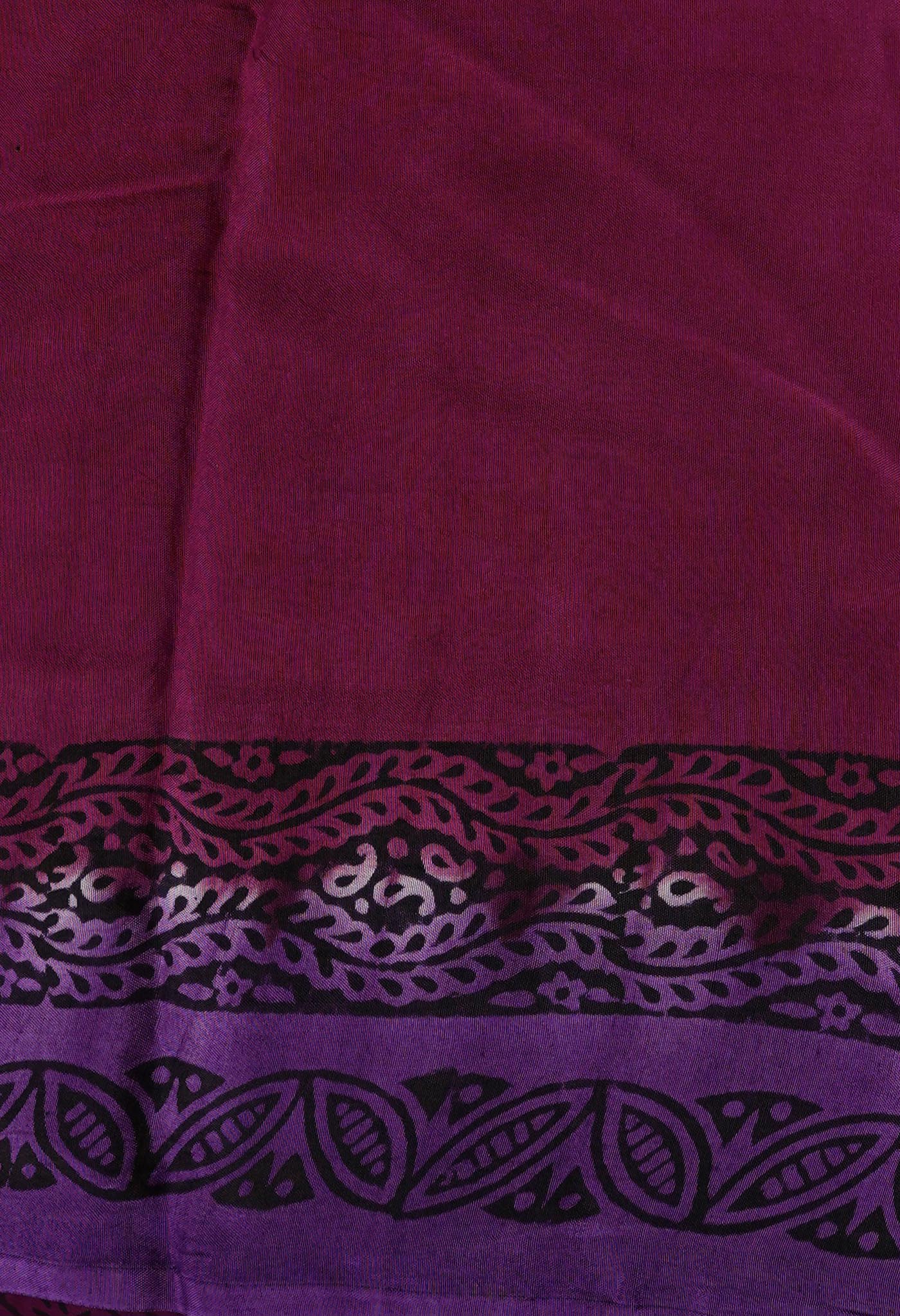 Purple Diamond Chiffion Hand Block Printed Silk Saree