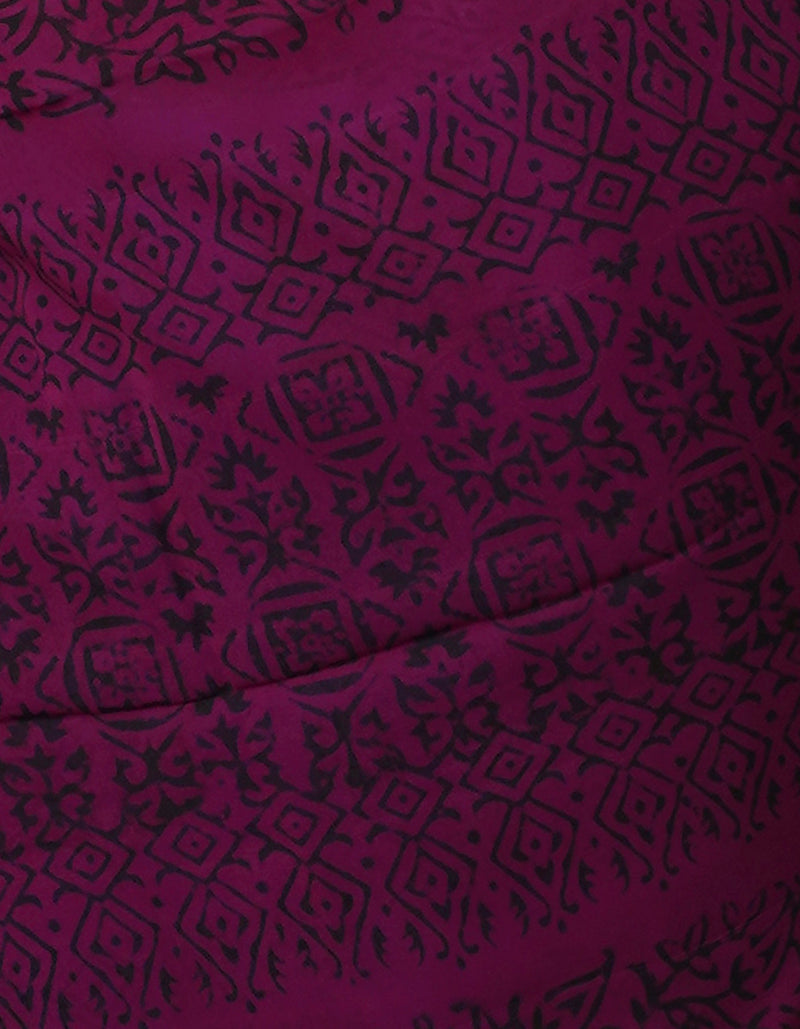 Purple-Dark Purple  Georgette Rapid Hand Block Printed Silk Saree-UNM69382