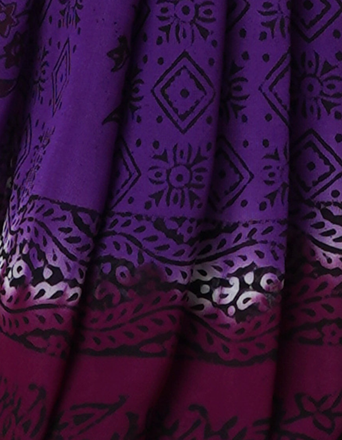 Purple Georgette Rapid Hand Block Printed Silk Saree