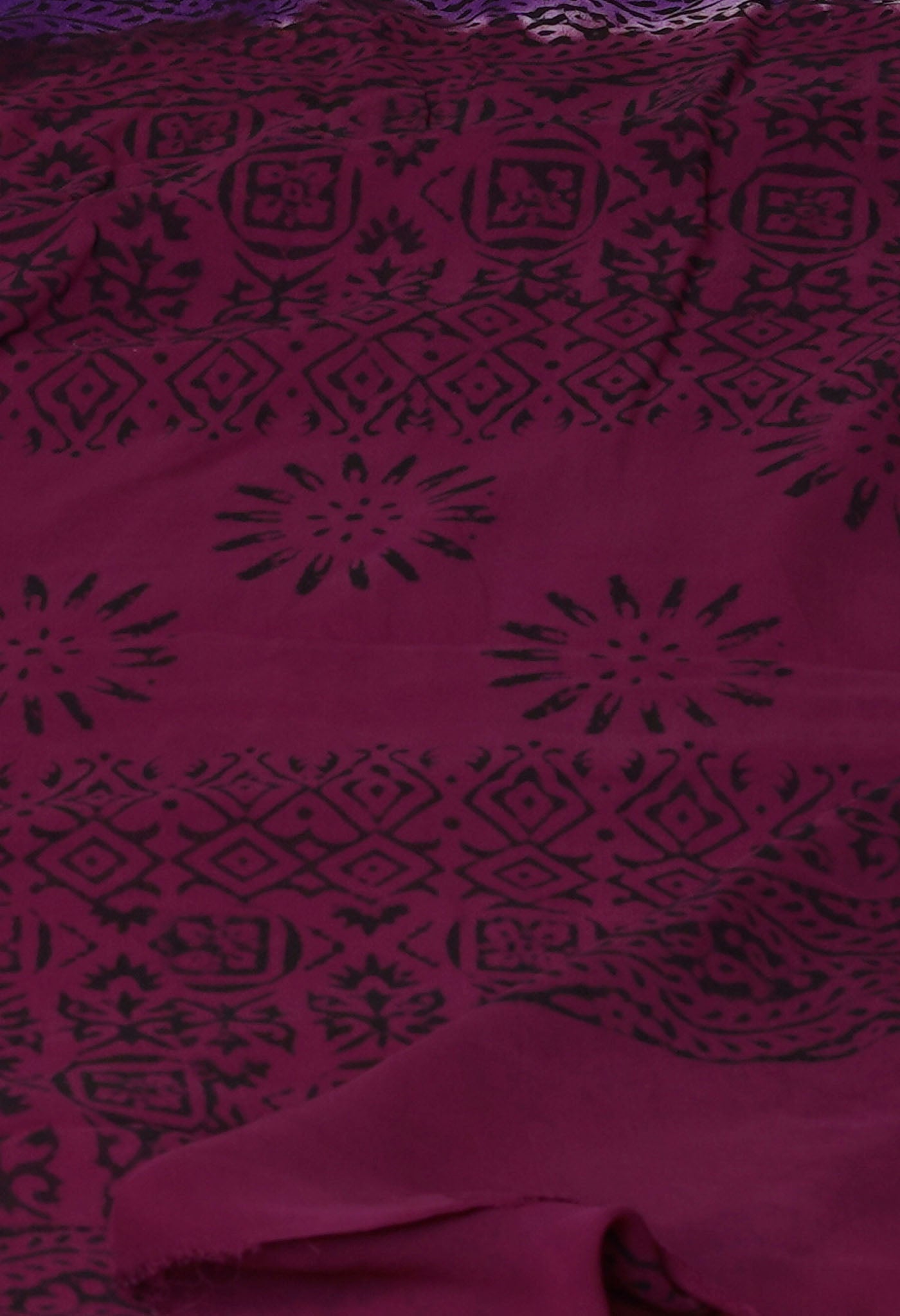 PurpleGeorgette Hand Block Printed Silk Saree