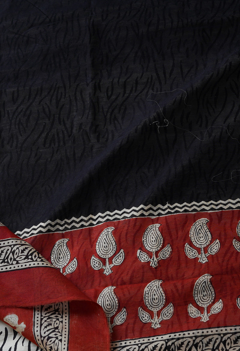 Multi Pure  Preet Bagru Chanderi Sico Saree-UNM69394