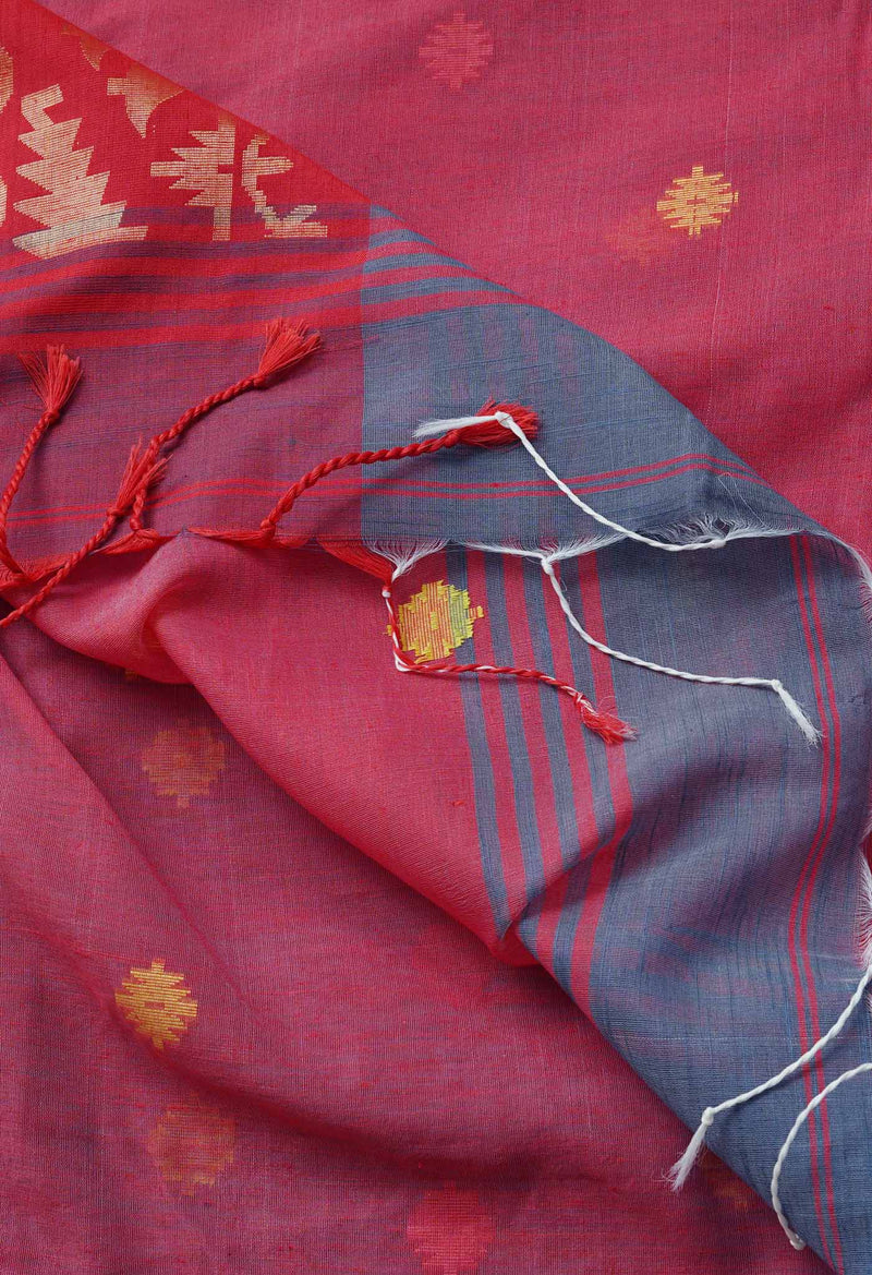 Grey Pure Handloom Jamdhani Bengal Sico Saree-UNM69417