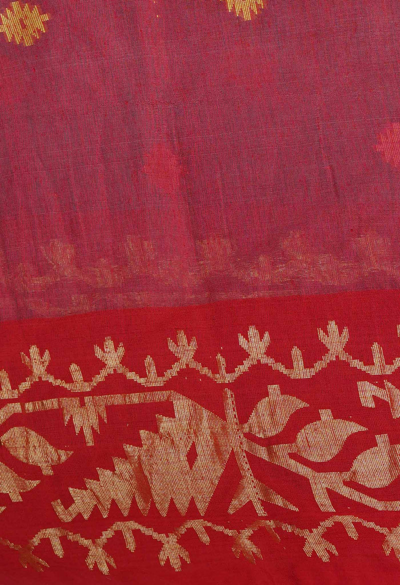 Grey Pure Handloom Jamdhani Bengal Sico Saree-UNM69417