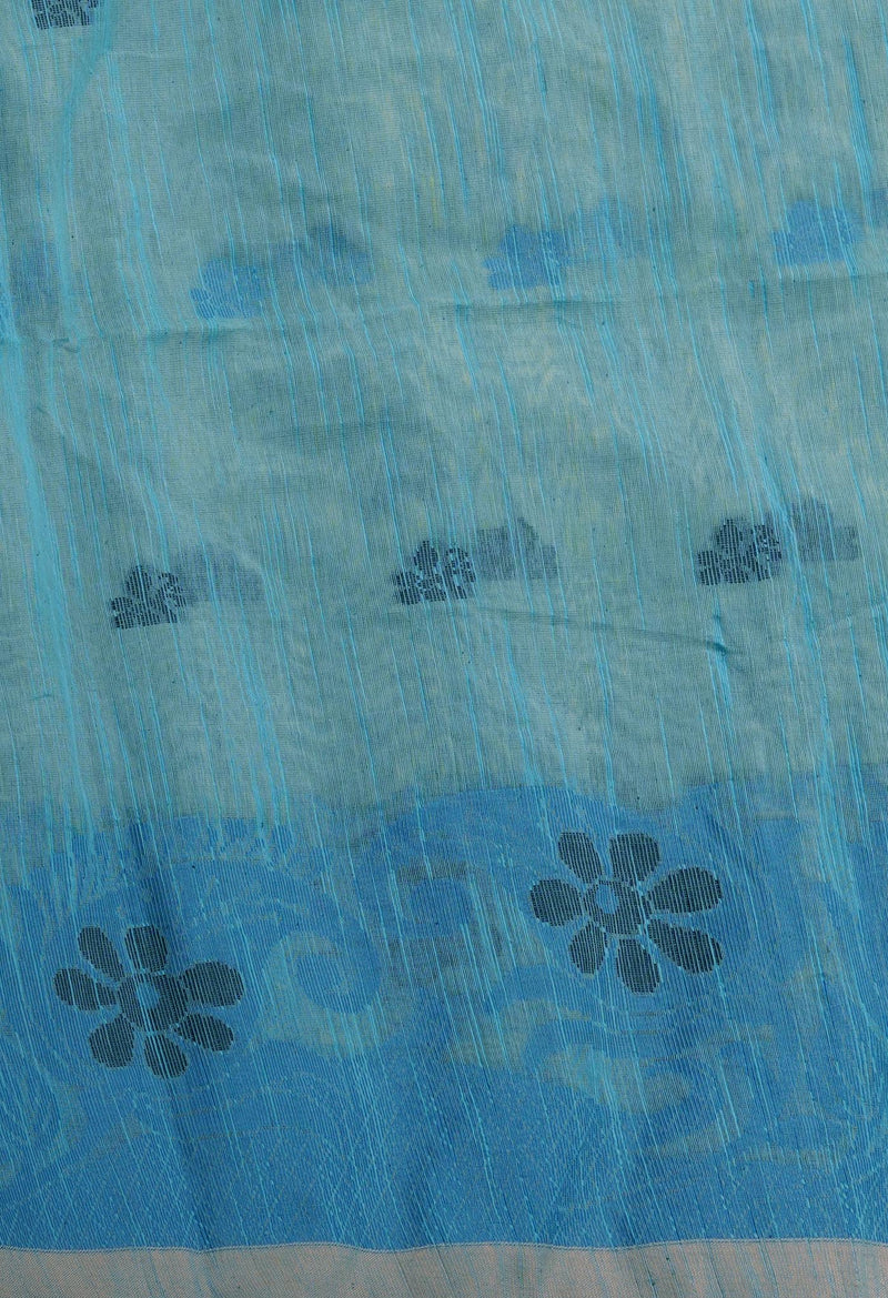 Pale Green Pure Handloom Jamdhani Bengal Sico Saree-UNM69423