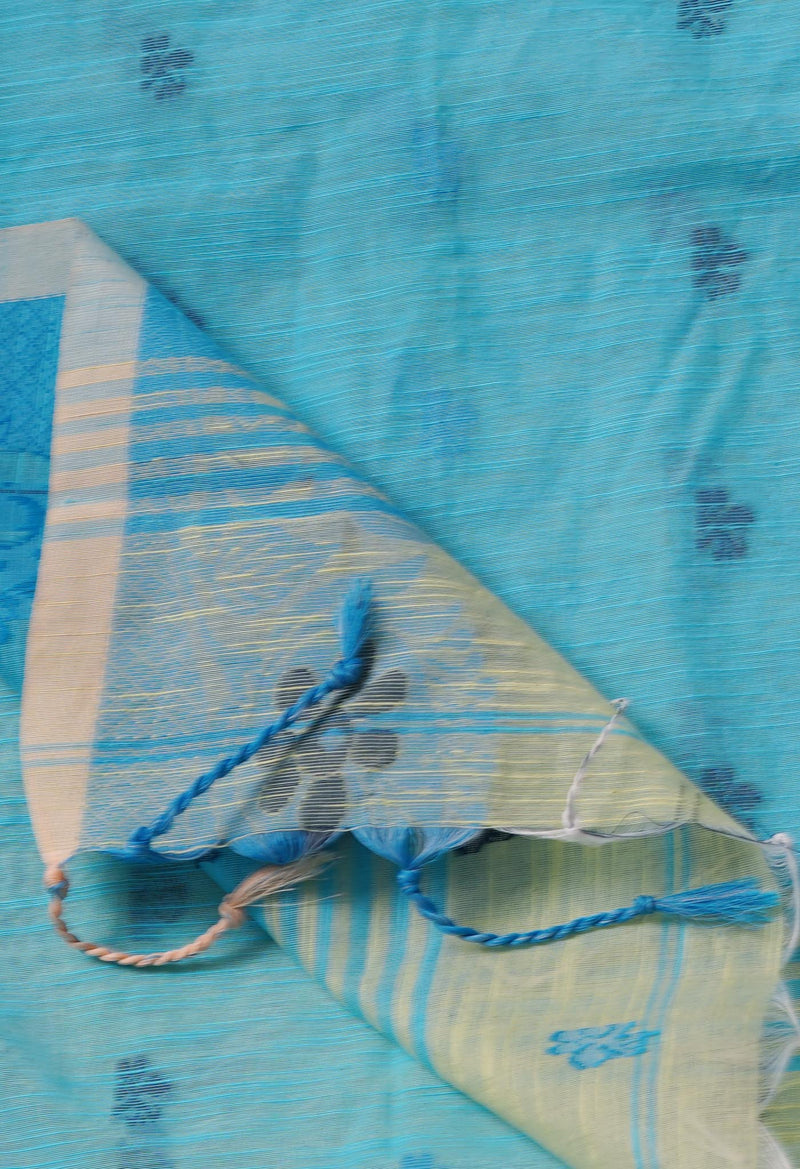 Pale Green Pure Handloom Jamdhani Bengal Sico Saree-UNM69423