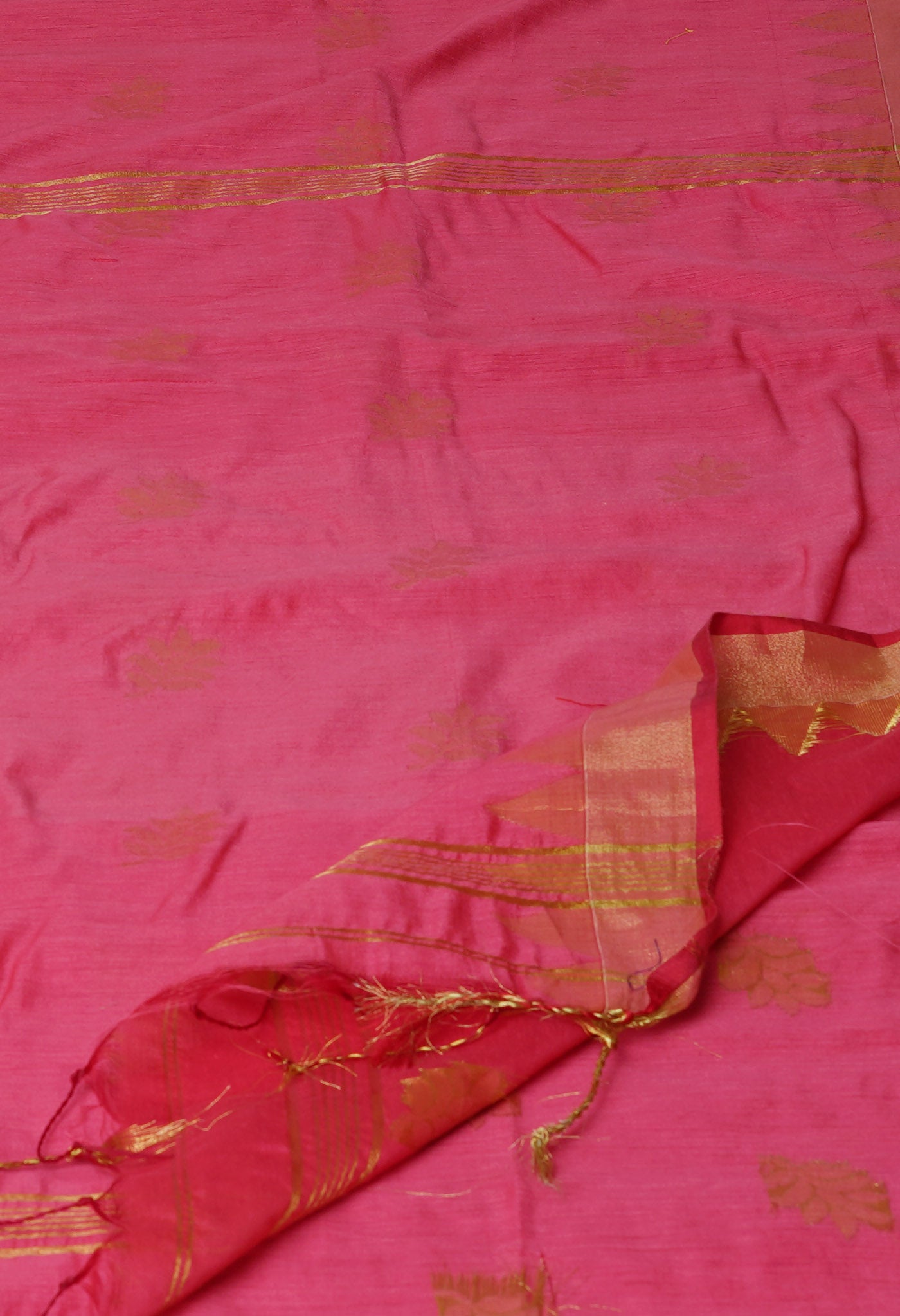 Raspberry Red Pure Handloom Jamdhani Bengal Sico Saree-UNM69431
