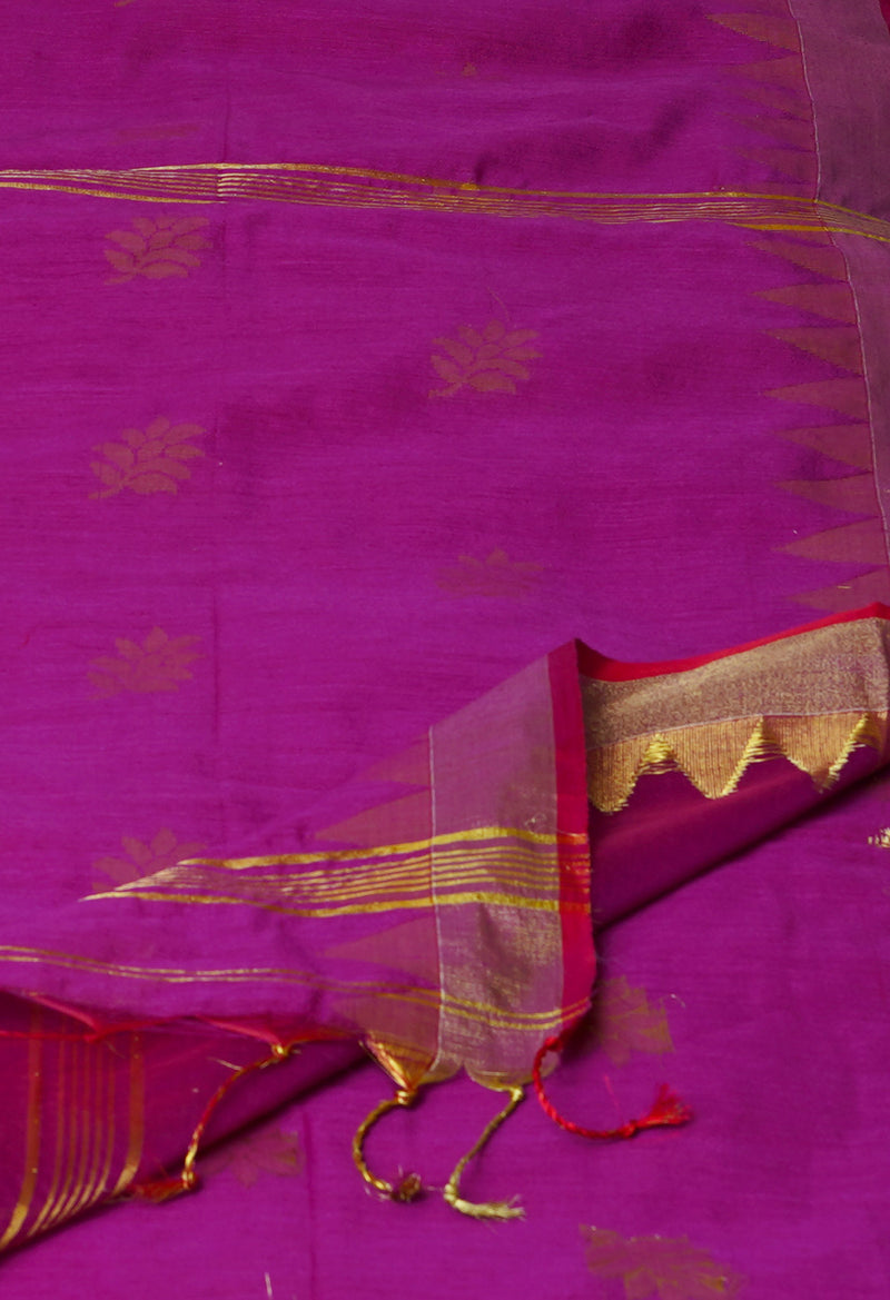 Purple Pure Handloom Jamdhani Bengal Sico Saree-UNM69433