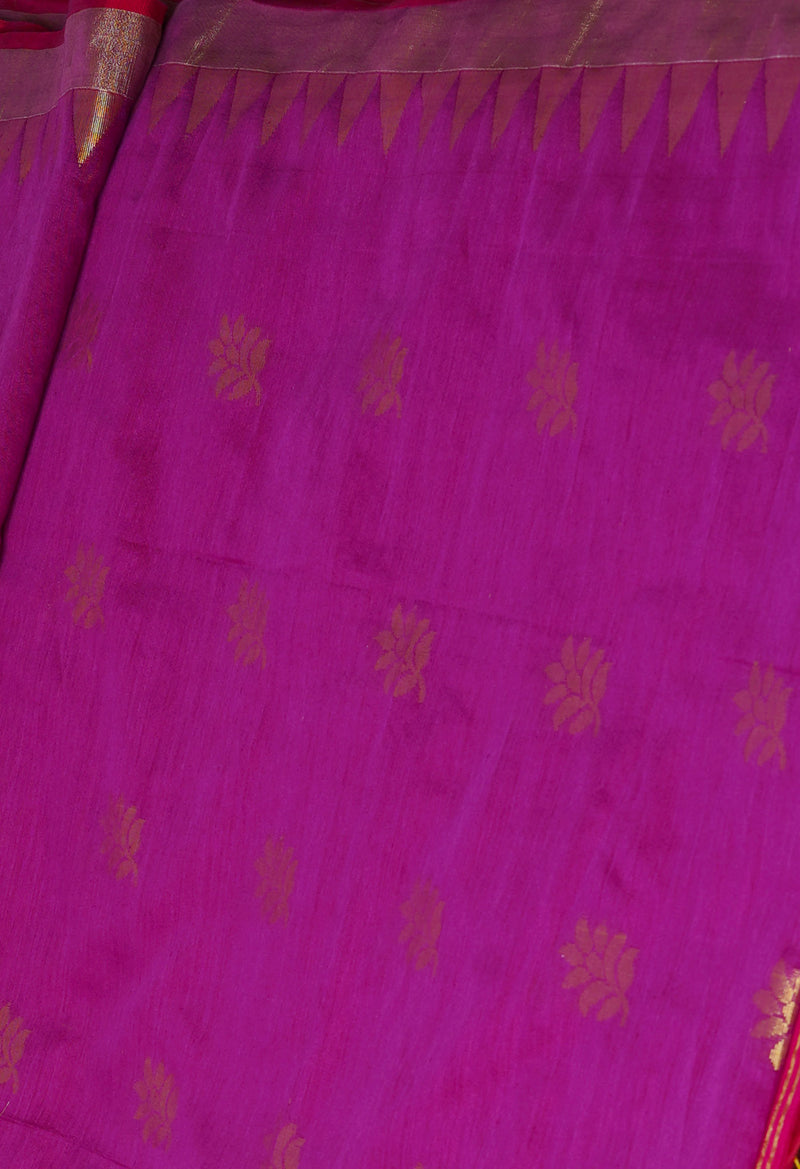 Purple Pure Handloom Jamdhani Bengal Sico Saree-UNM69433