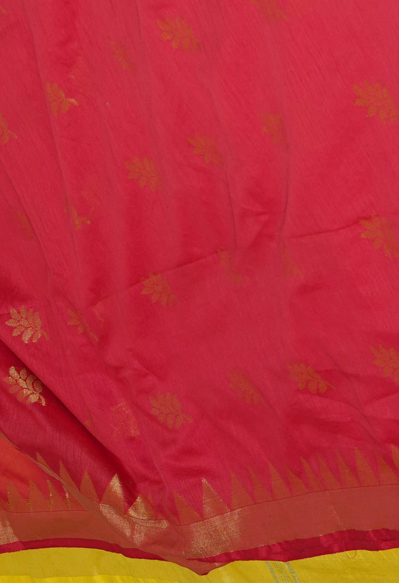 Candy Red Pure Handloom Jamdhani Bengal Sico Saree-UNM69435