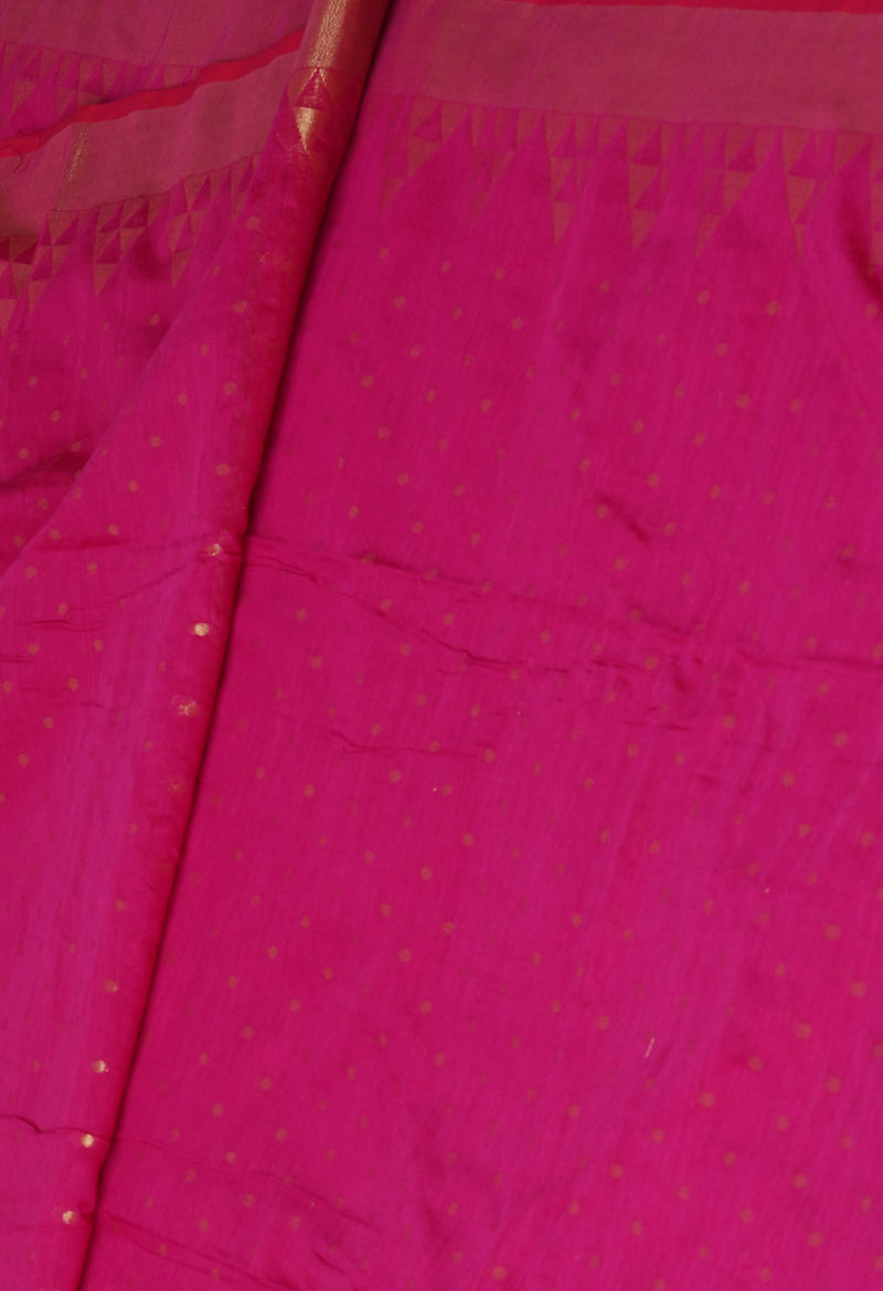 Dark Cornflower Pink Pure Handloom Jamdhani Bengal Sico Saree-UNM69445