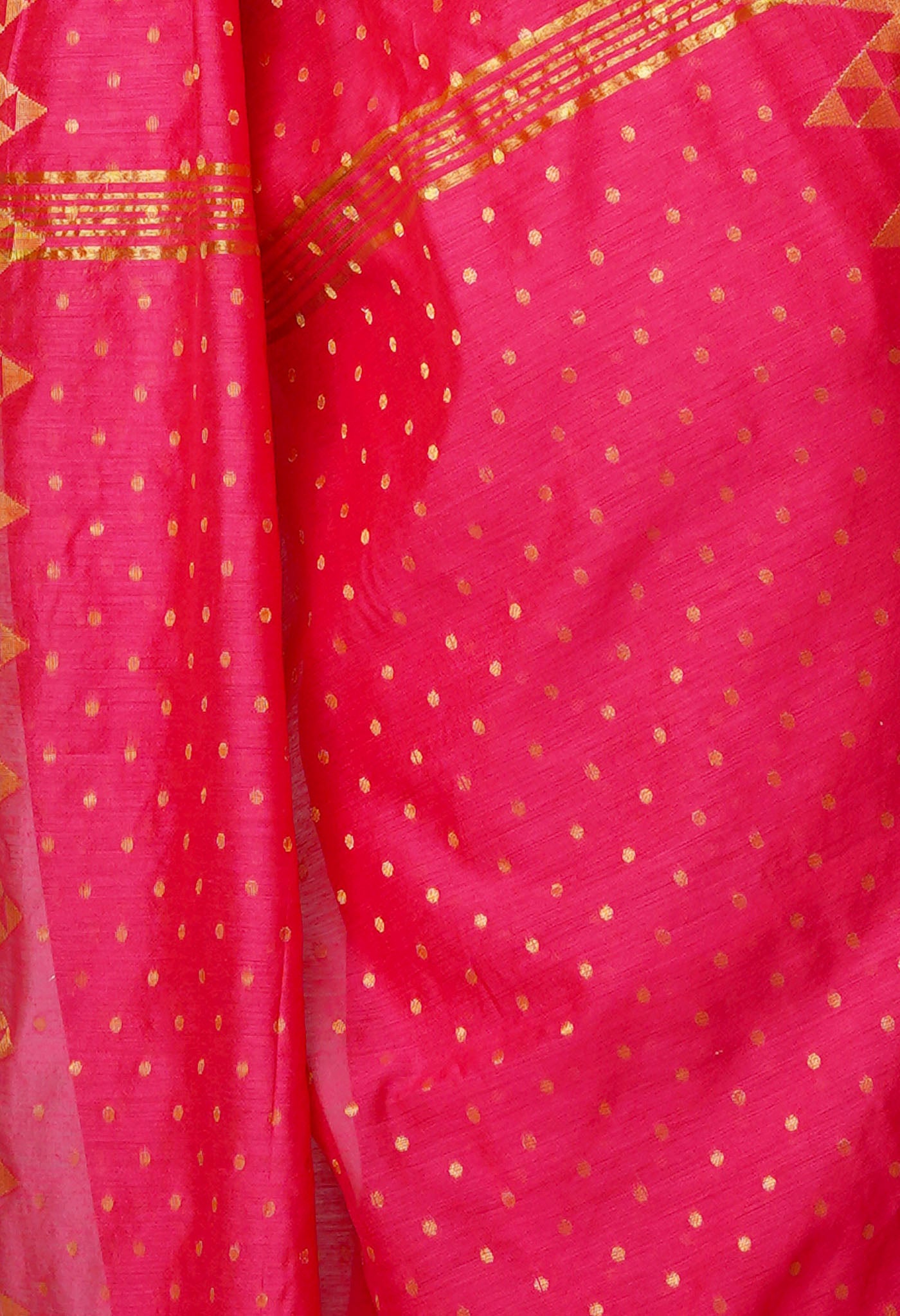 Raspberry Red Pure Handloom Jamdhani Bengal Sico Saree-UNM69448