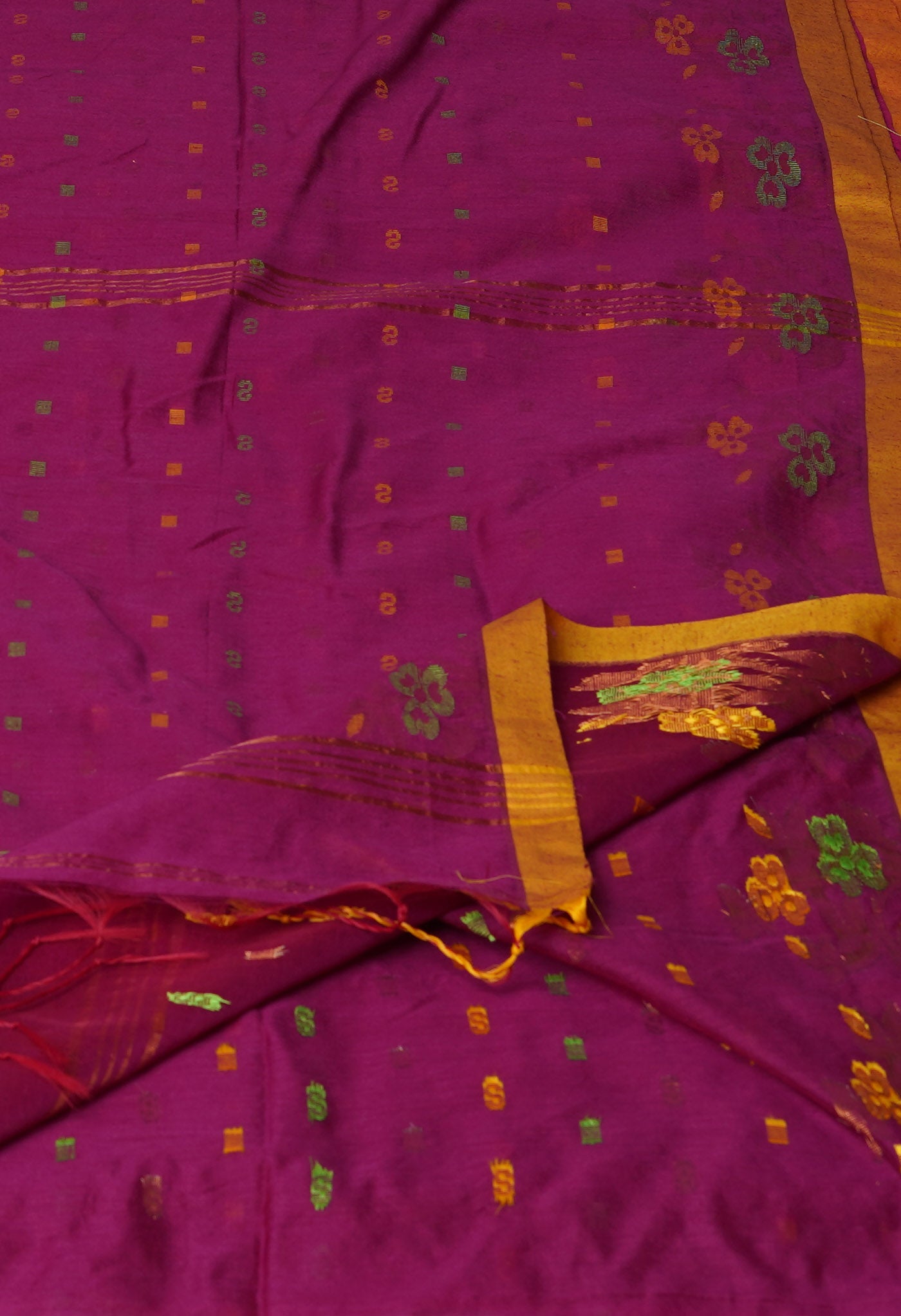 Purple Pure Handloom Jamdhani Bengal Sico Saree-UNM69460