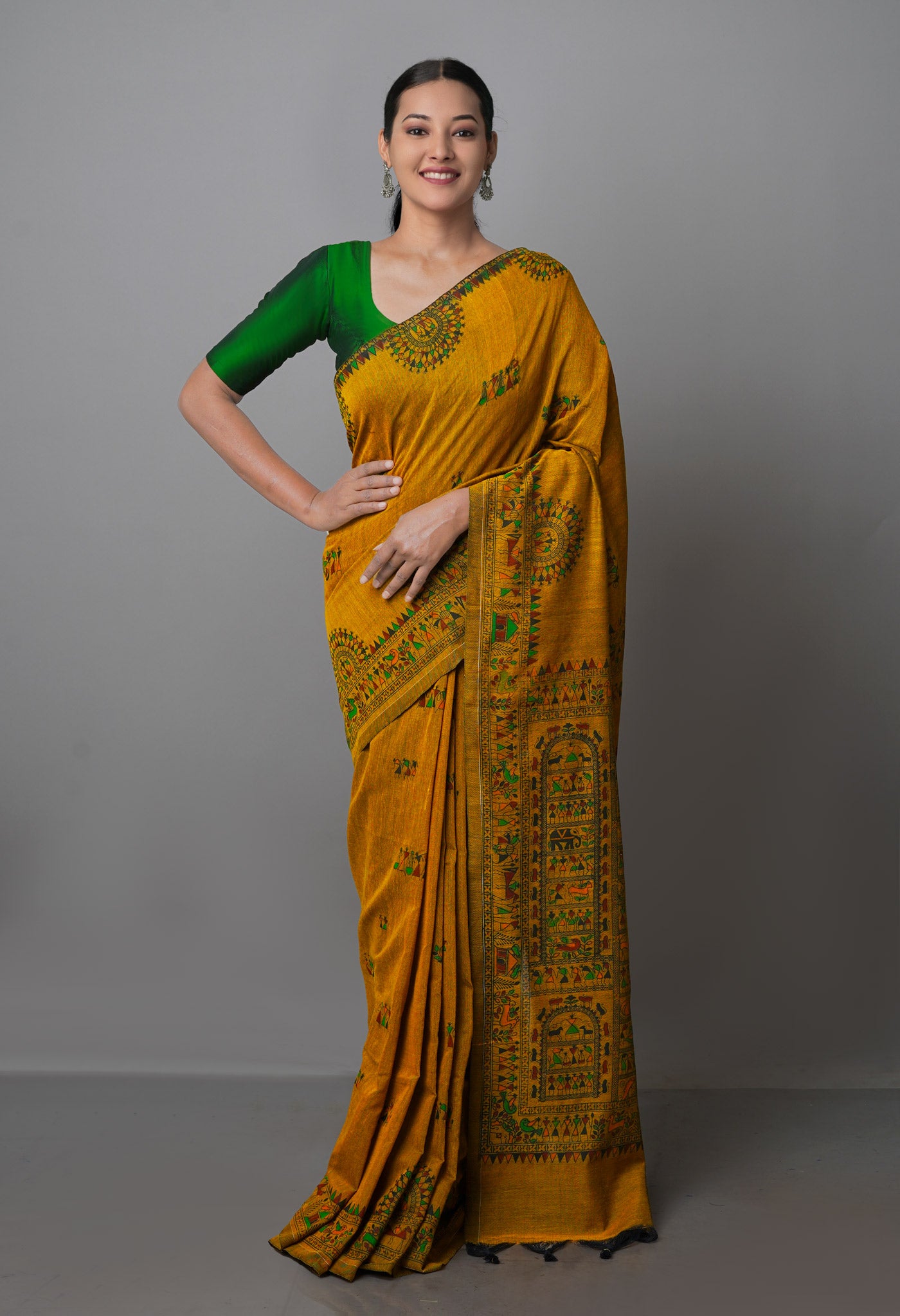 Bronze Brown Pure Handloom Jamdhani Bengal Cotton Saree-UNM69463