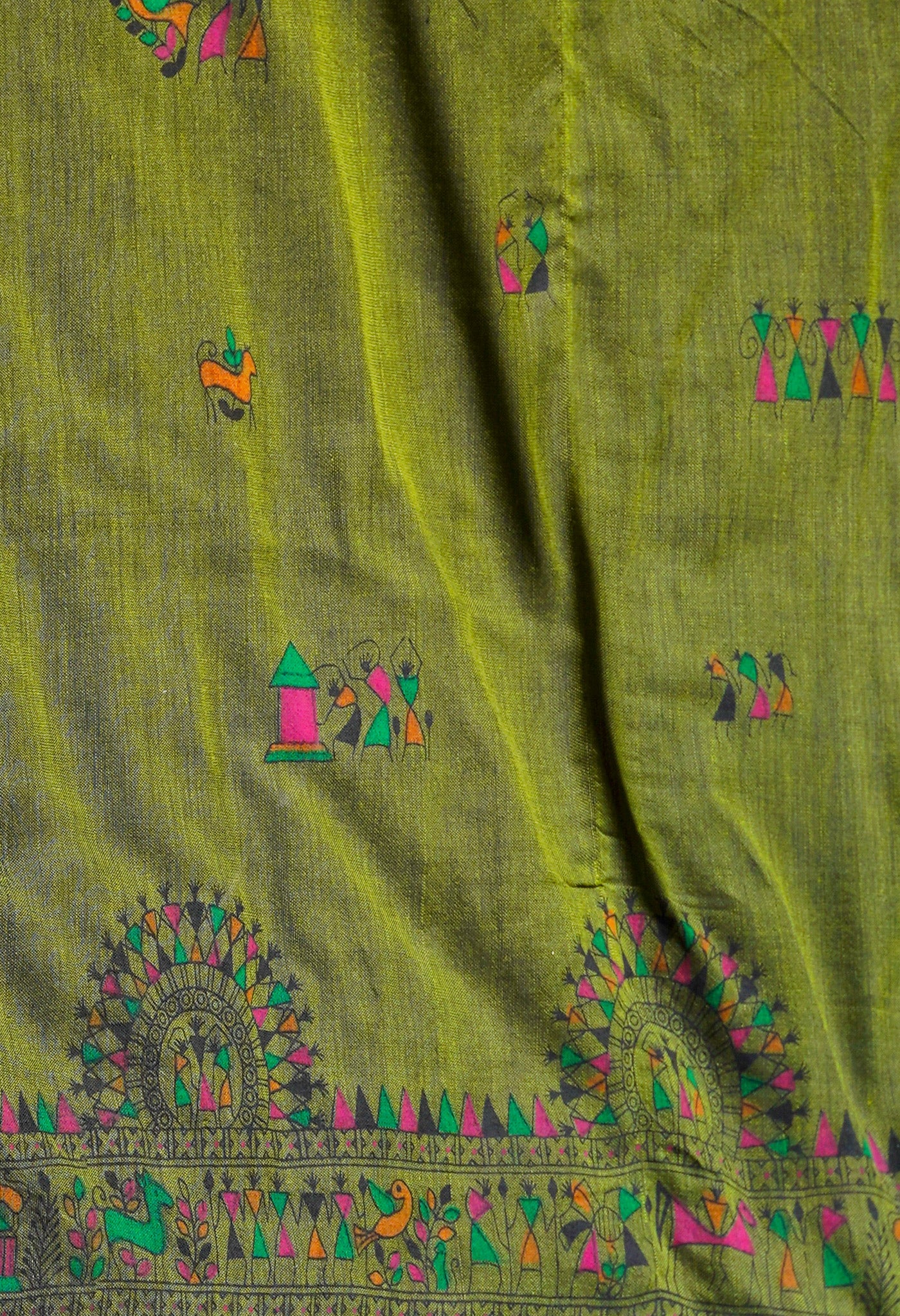 Dark Green Pure Handloom Jamdhani Bengal Cotton Saree-UNM69466