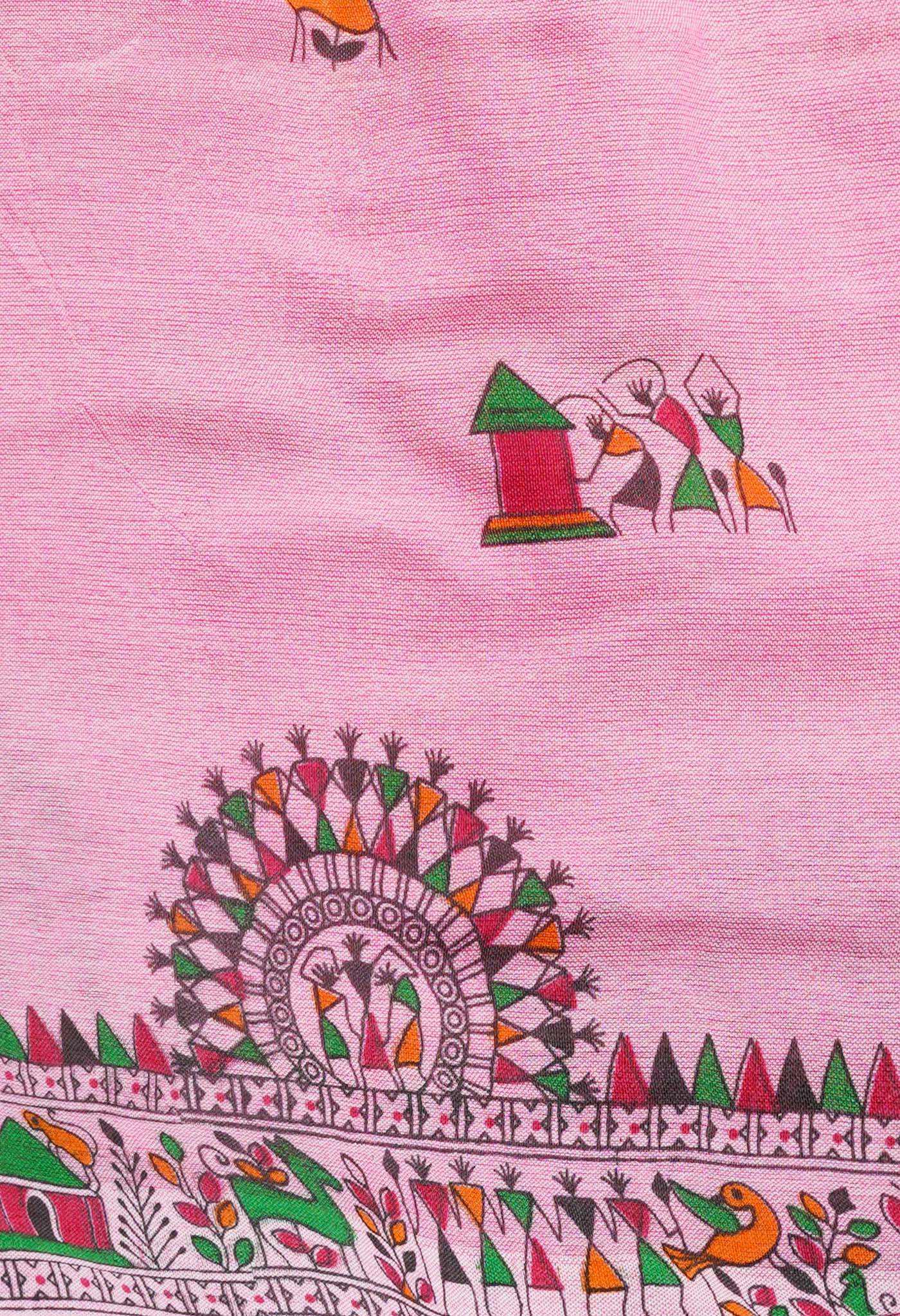 Baby Pink Pure Handloom Jamdhani Bengal Cotton Saree-UNM69468