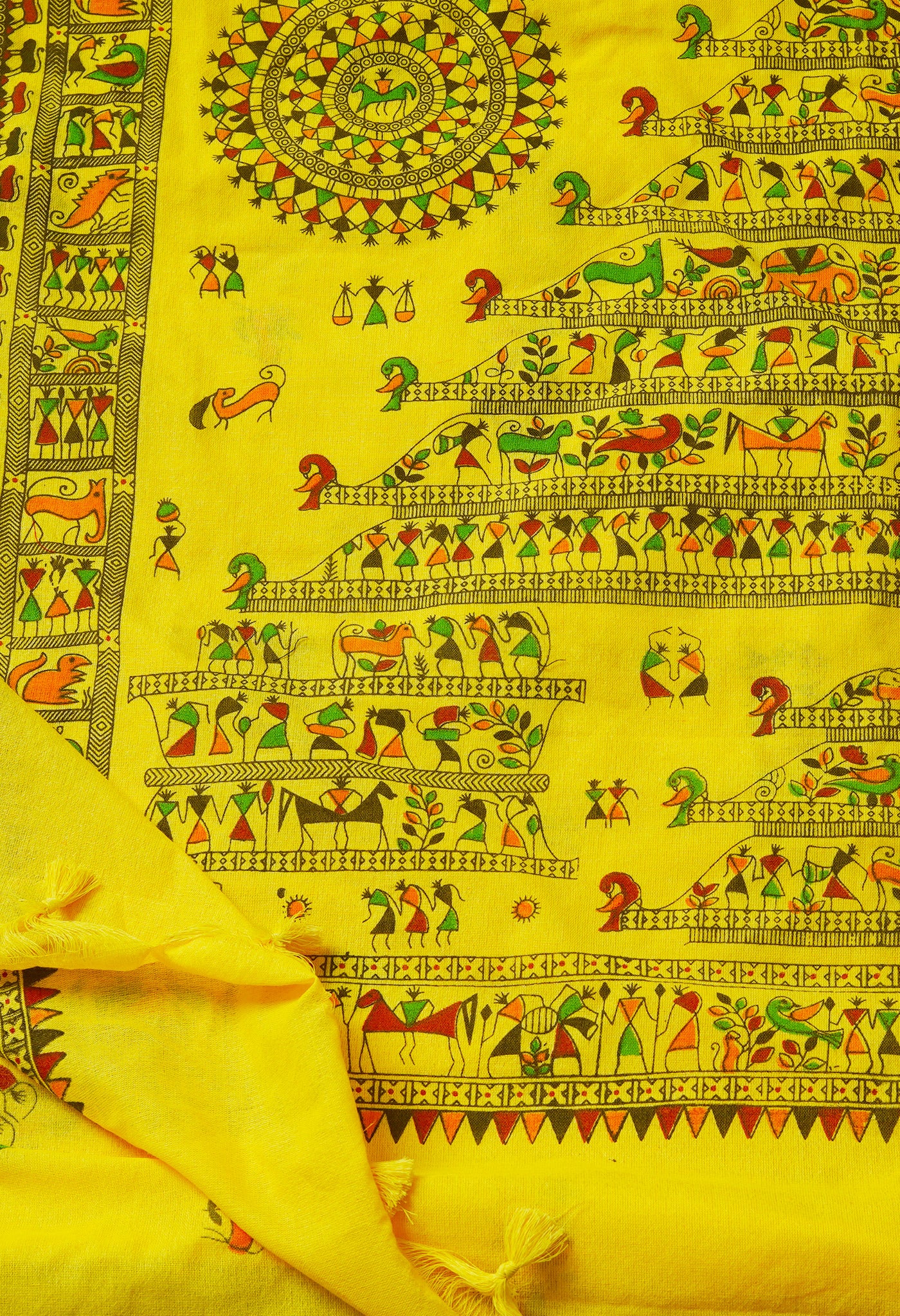 Yellow Pure Handloom Jamdhani Bengal Cotton Saree-UNM69470