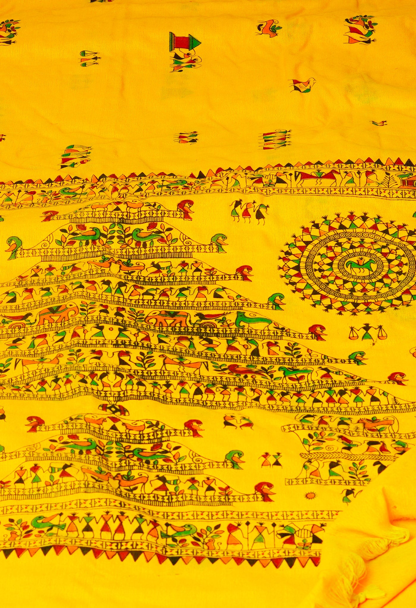 Yellow Pure Handloom Jamdhani Bengal Cotton Saree-UNM69473
