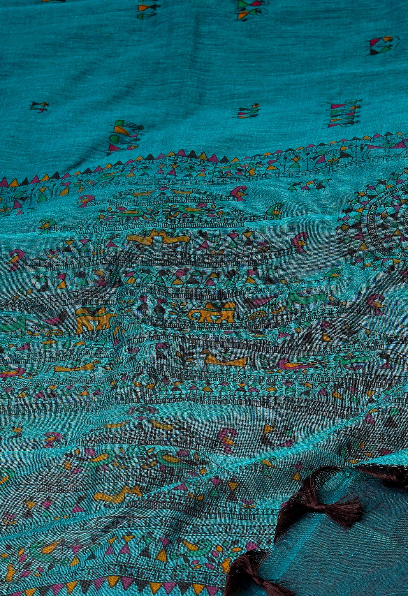 Peacock Green Pure Handloom Jamdhani Bengal Cotton Saree-UNM69474