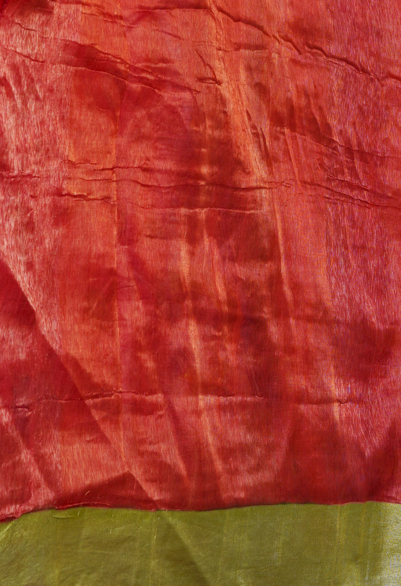 Candy Red-Cream Pure Handloom Bengal Tussar Kalamkari Printed Silk Saree-UNM69517