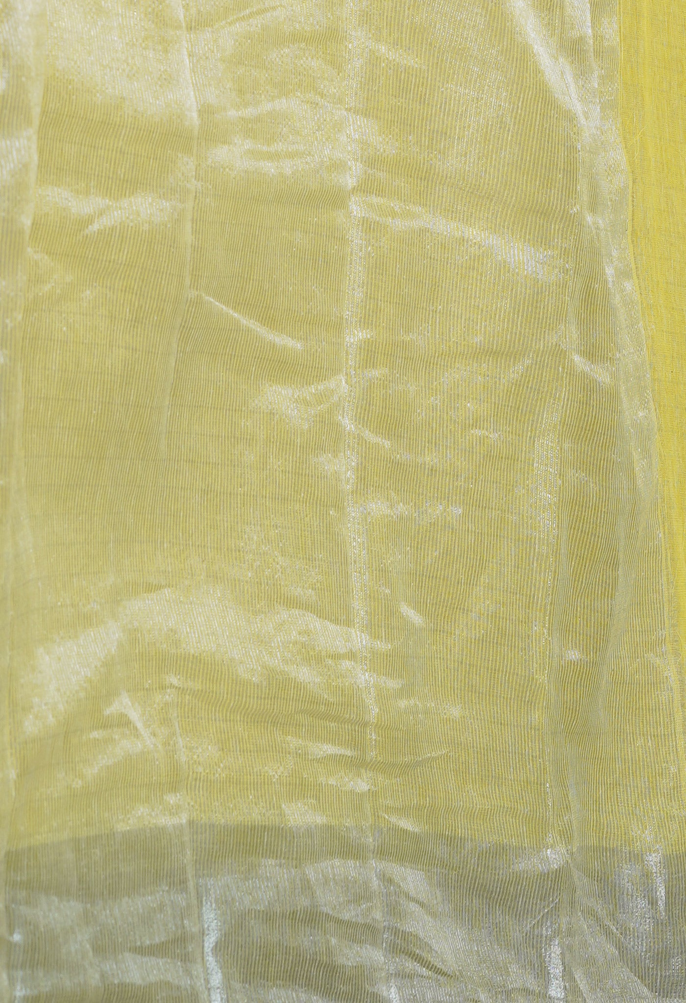 Lemon Yellow  Chanderi Sico Saree-UNM69524