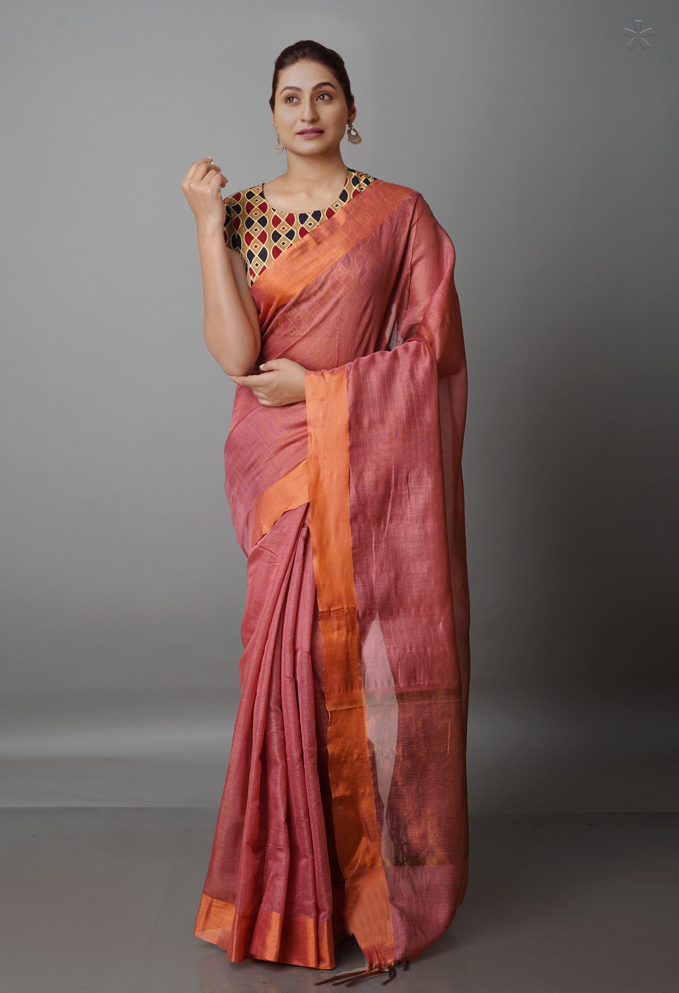 Blush Red  Chanderi Sico Saree-UNM69528
