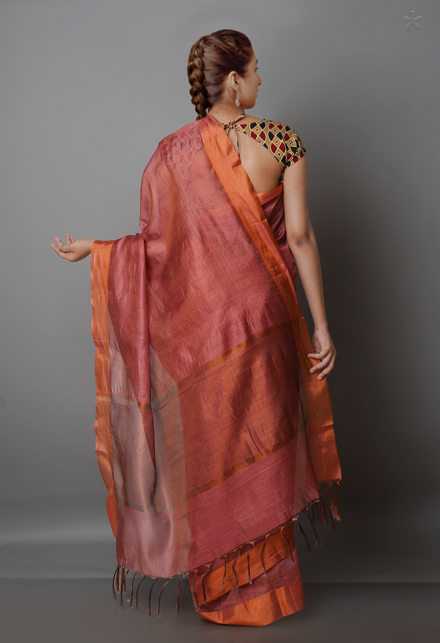 Blush Red  Chanderi Sico Saree-UNM69528